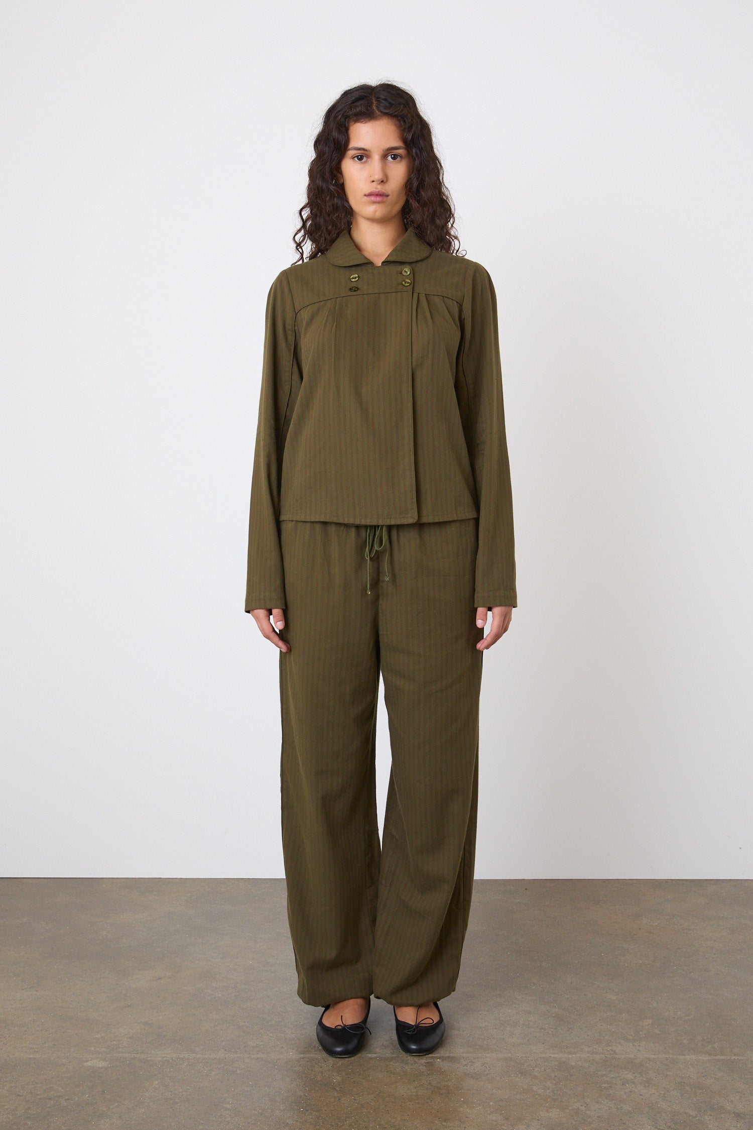 The Coppola Lounge Trousers, Olive and Fig Stripe