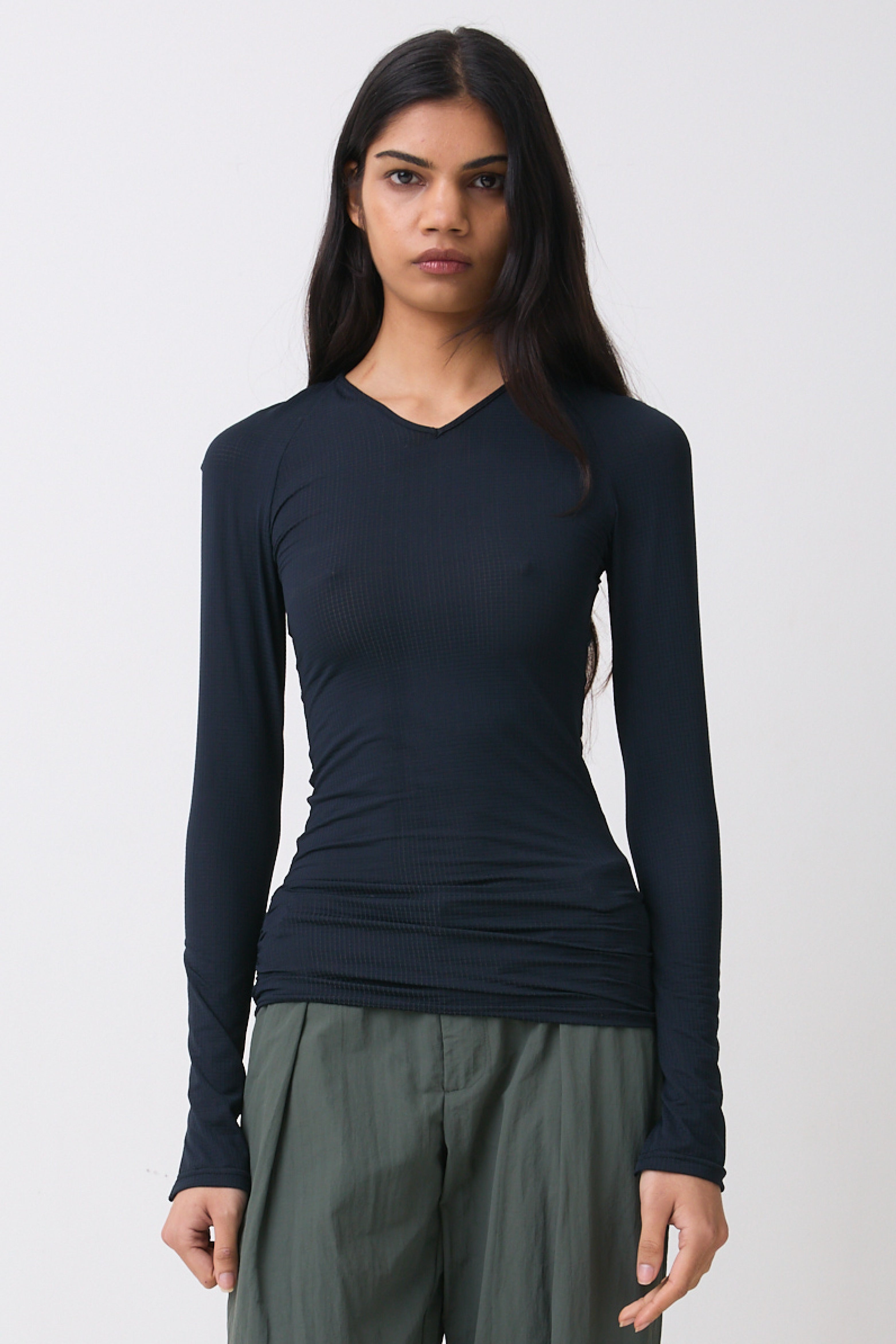 The Neo Long Sleeve Top, Black Grid