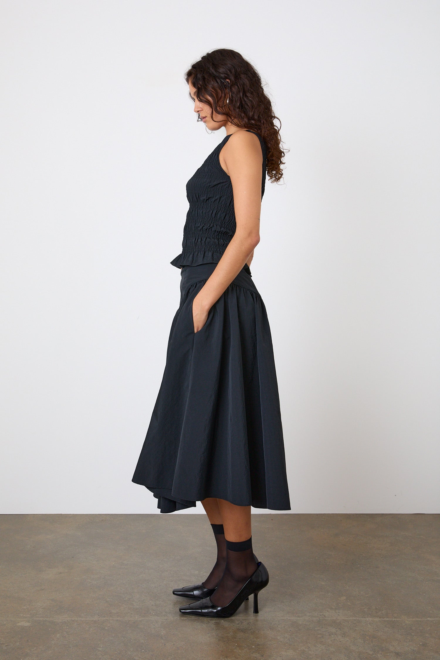 The Deba Midi Skirt, Onyx
