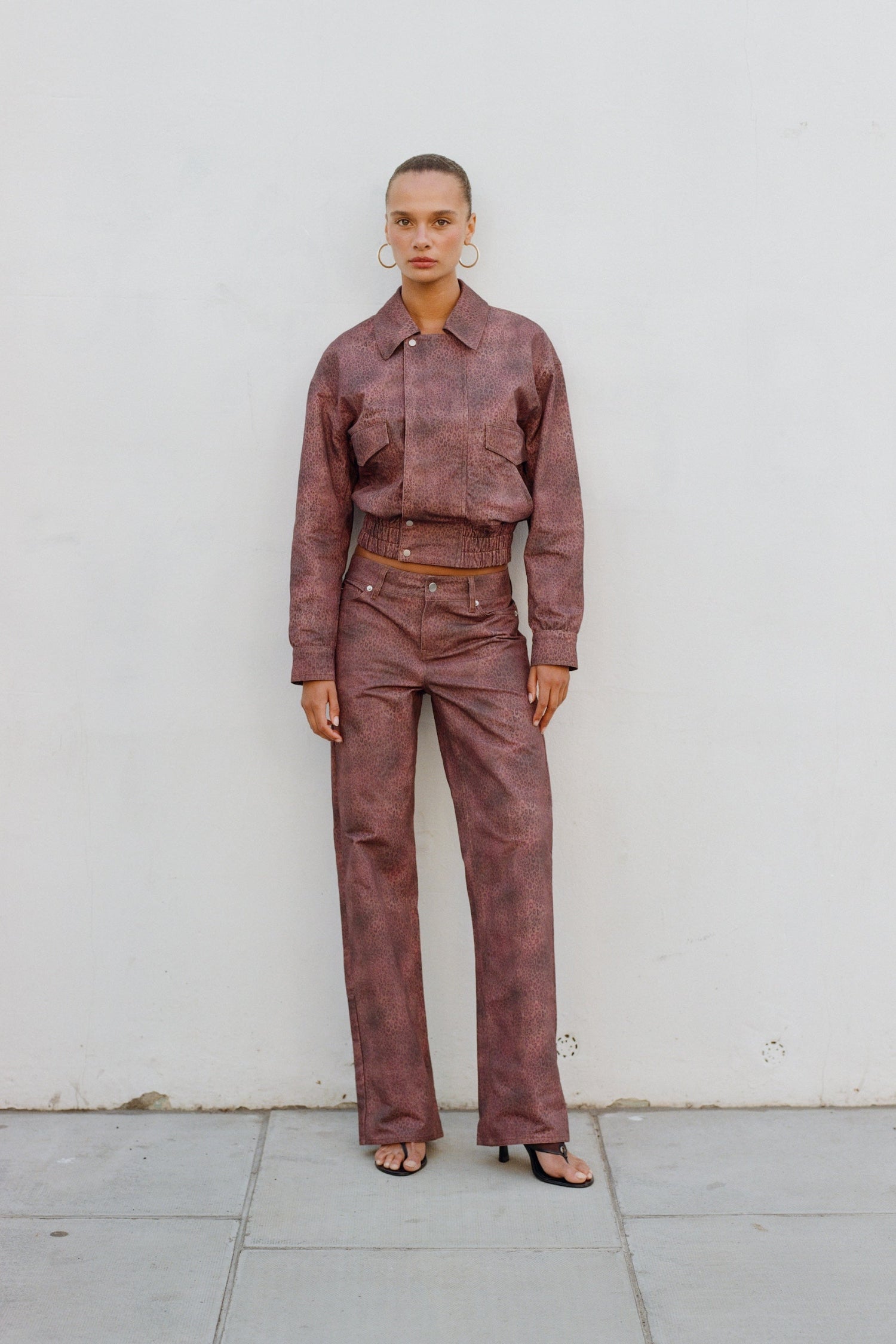 The Cicely Straight Trousers, Red Leopard