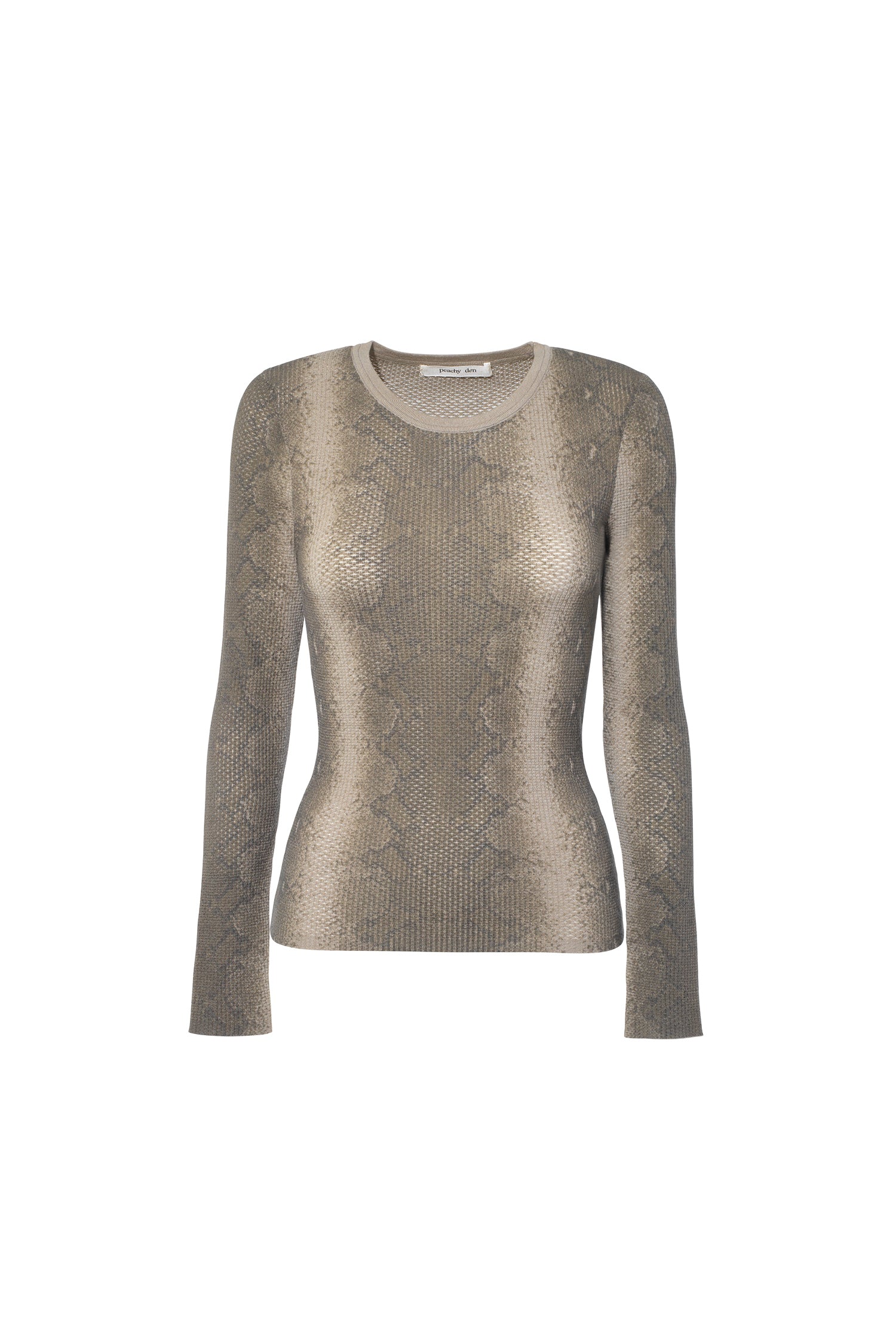 The Lulu Thermal Knit Top, Olive Python