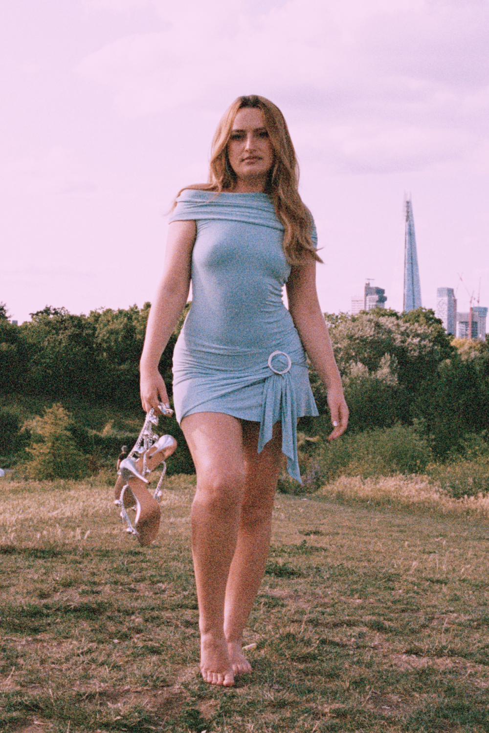 The Amelia Bandeau Mini Dress, Pale Aqua