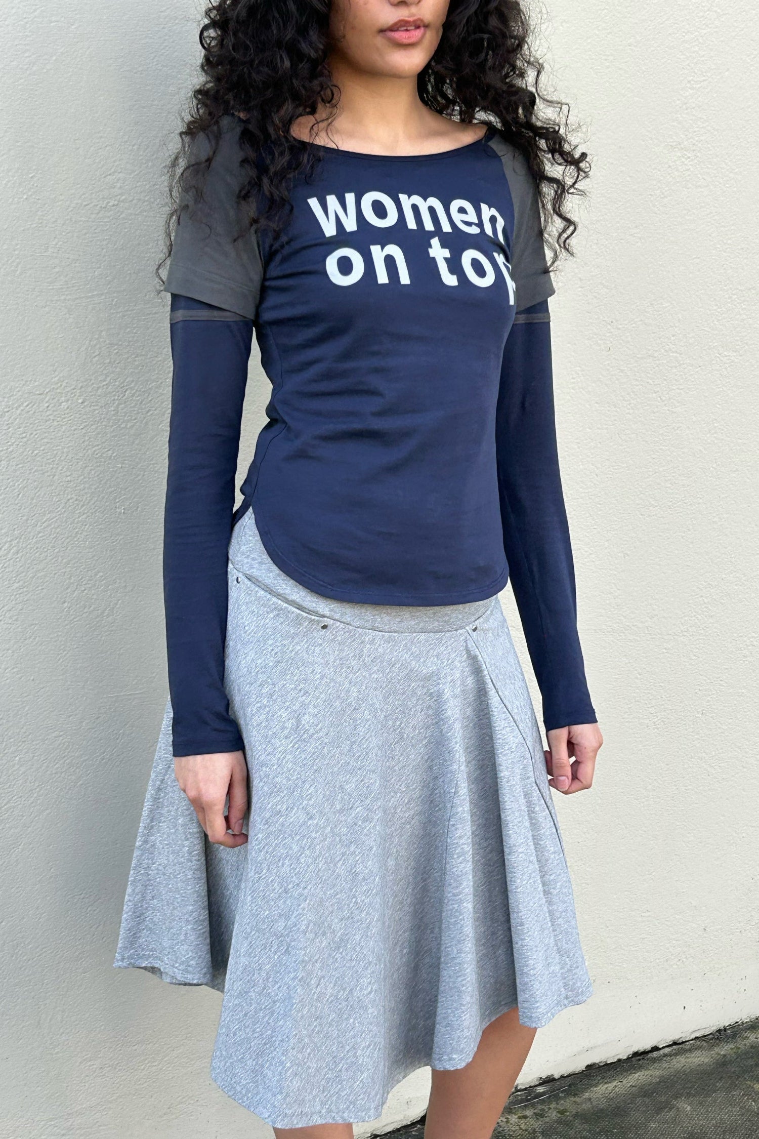 The Joni Midi Skirt, Grey Marl