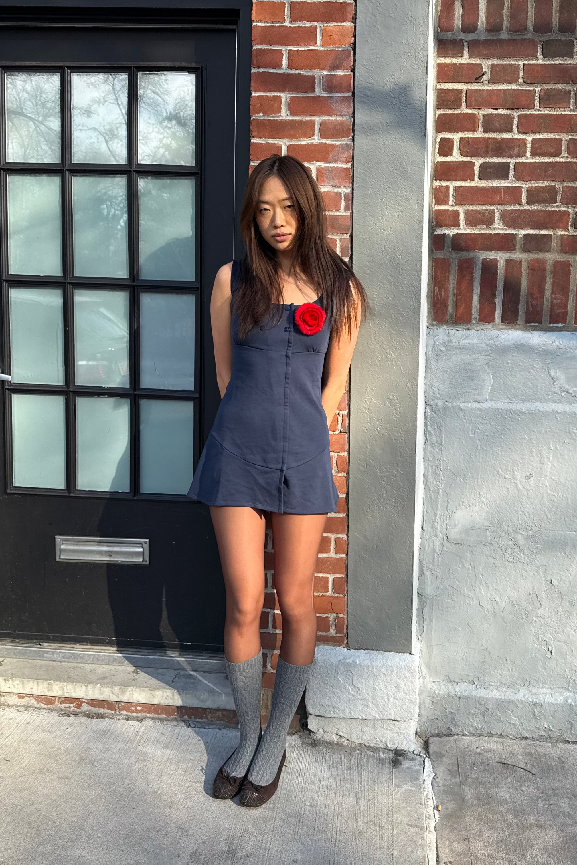 Joni Button Dress, Navy
