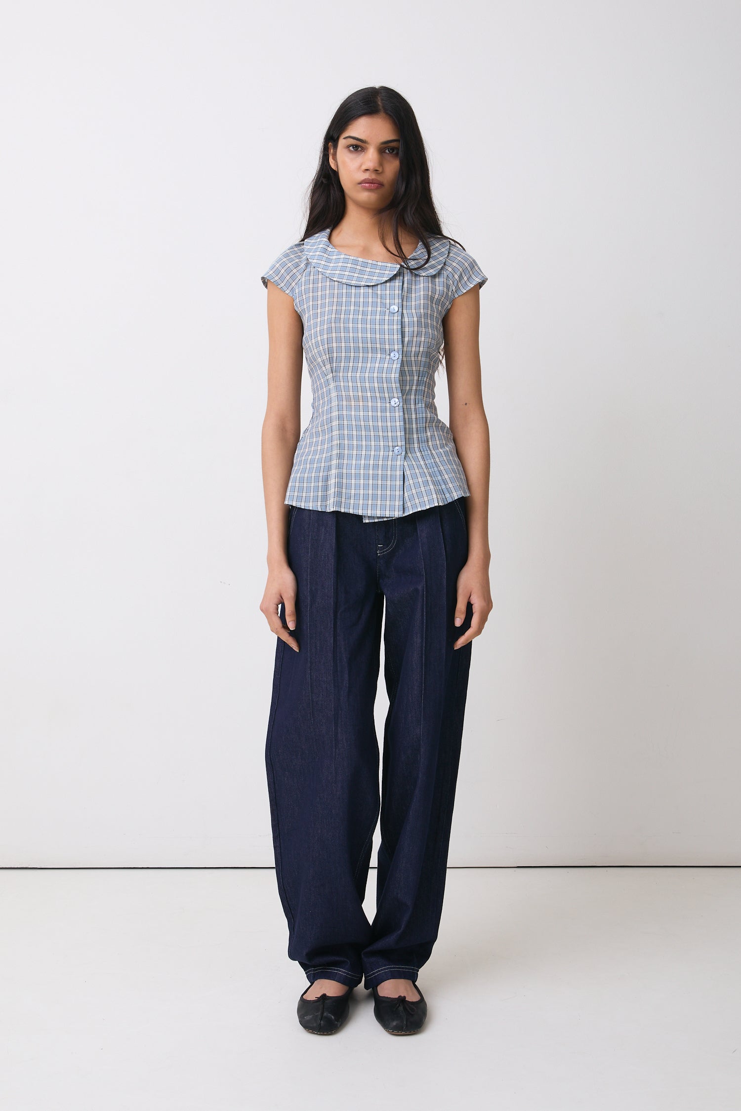 Missy Asymmetric Blouse, Check
