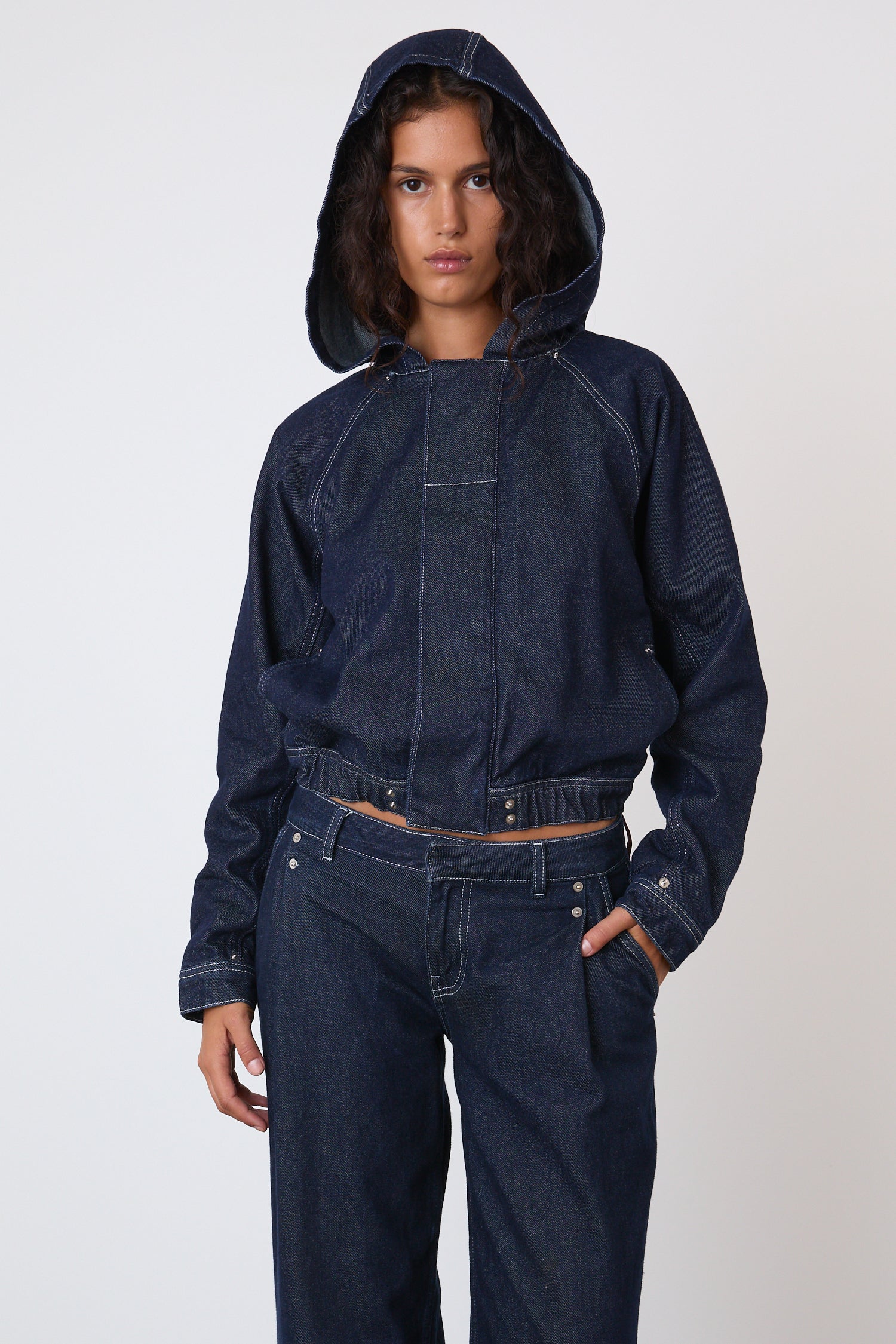 The Joan Denim Bomber Jacket, Indigo Rinse