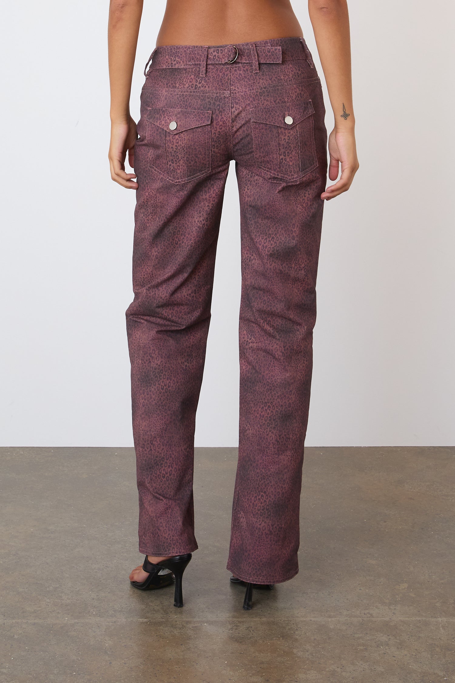 The Cicely Straight Trousers, Red Leopard