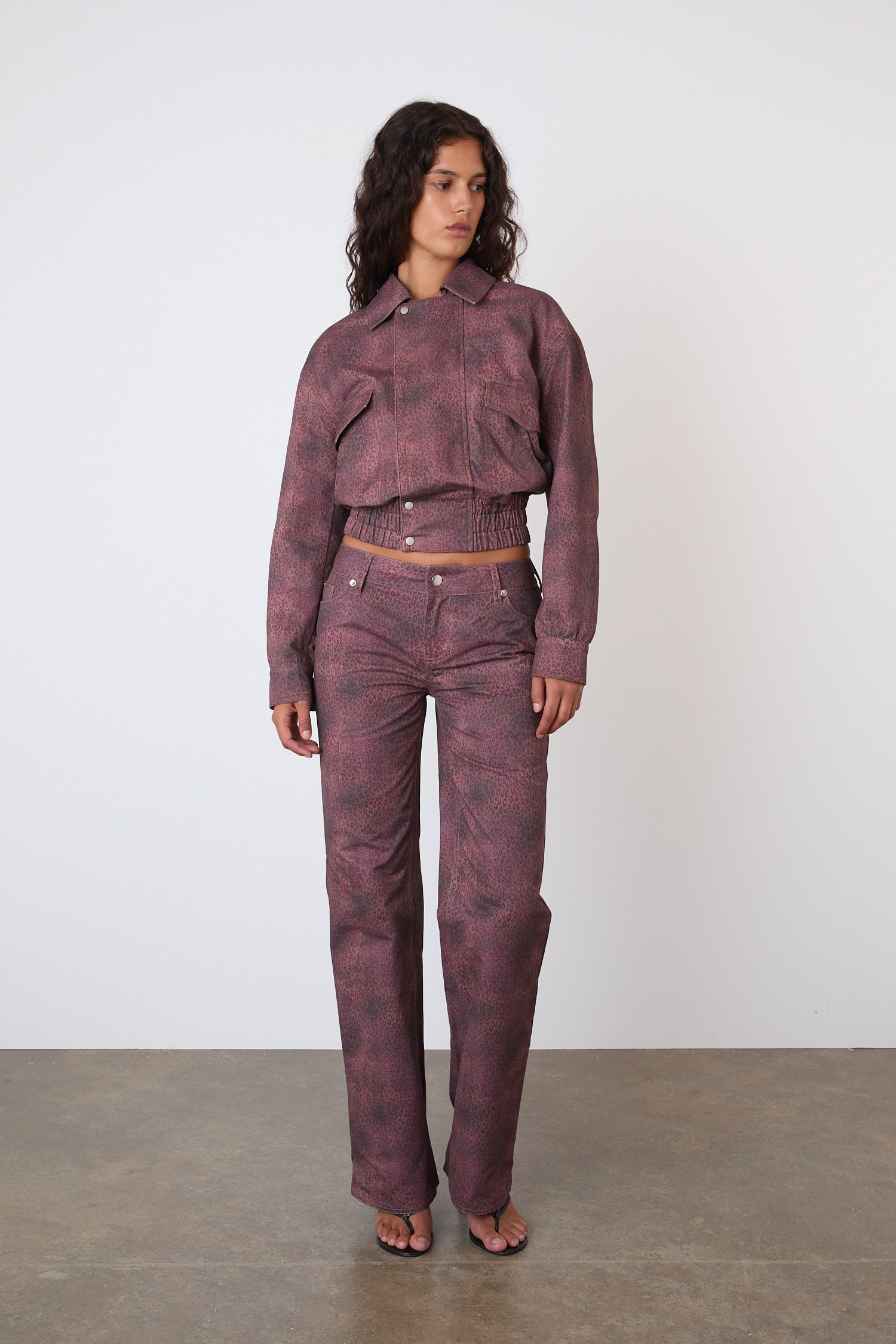 The Cicely Straight Trousers, Red Leopard