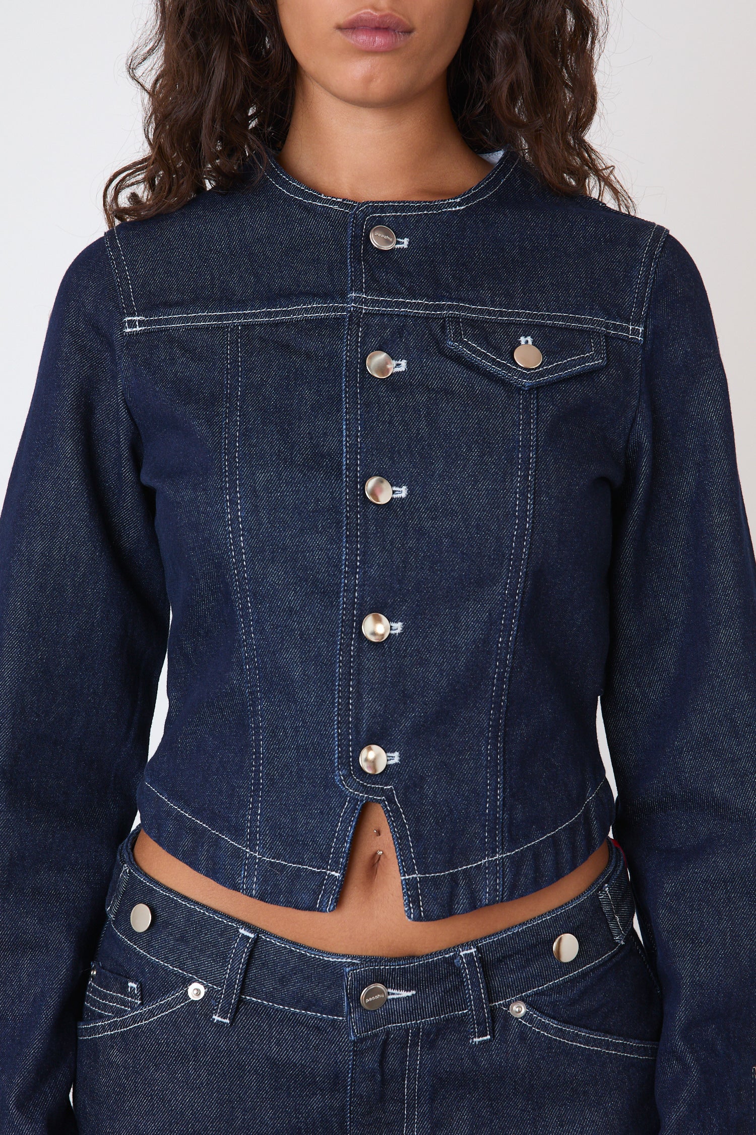 The Goldie Fitted Denim Jacket, Indigo Rinse