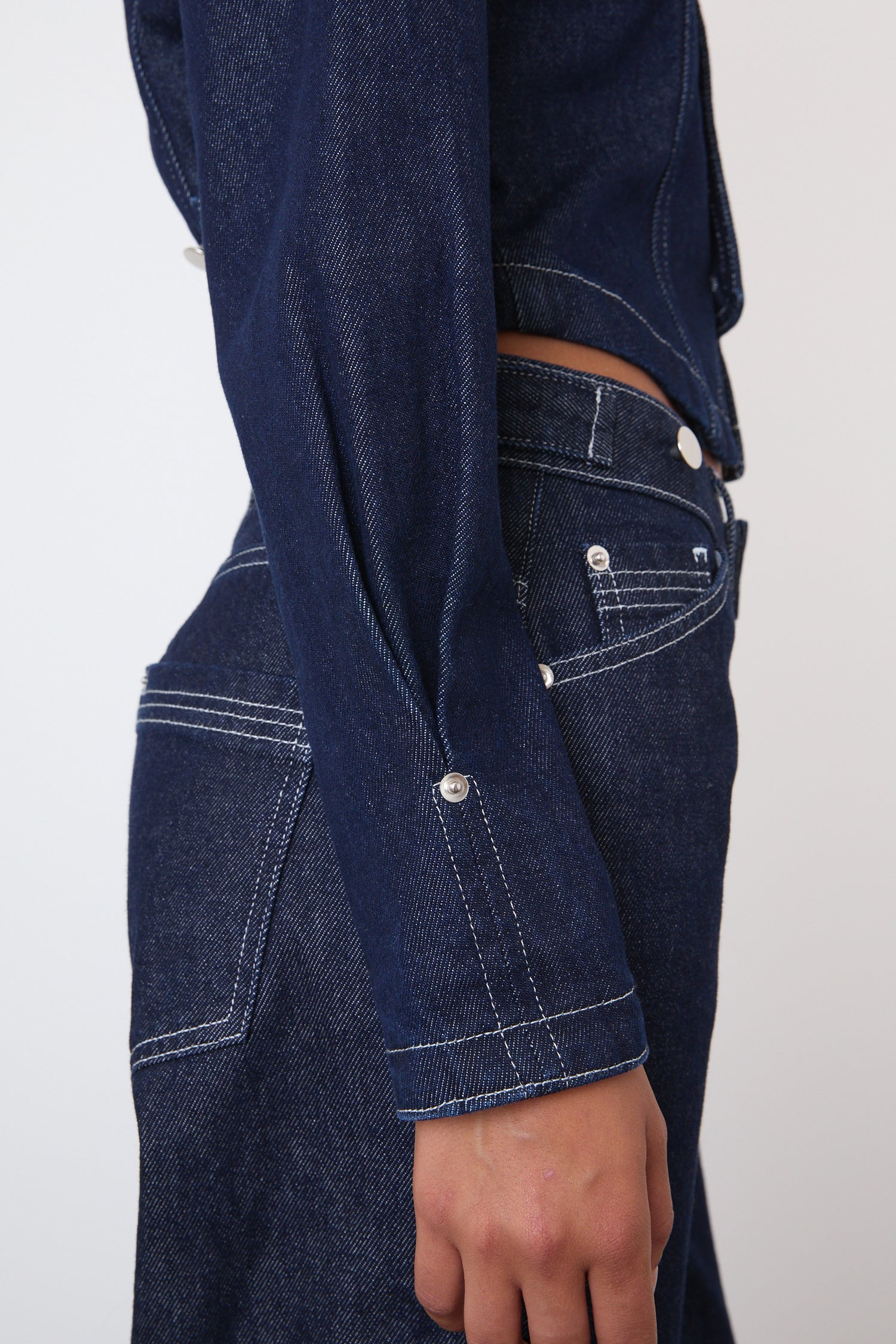 The Goldie Fitted Denim Jacket, Indigo Rinse