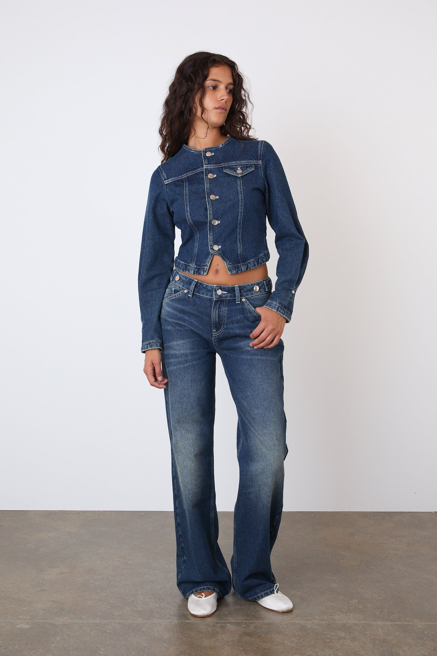 The Goldie Fitted Denim Jacket, Dark Fade