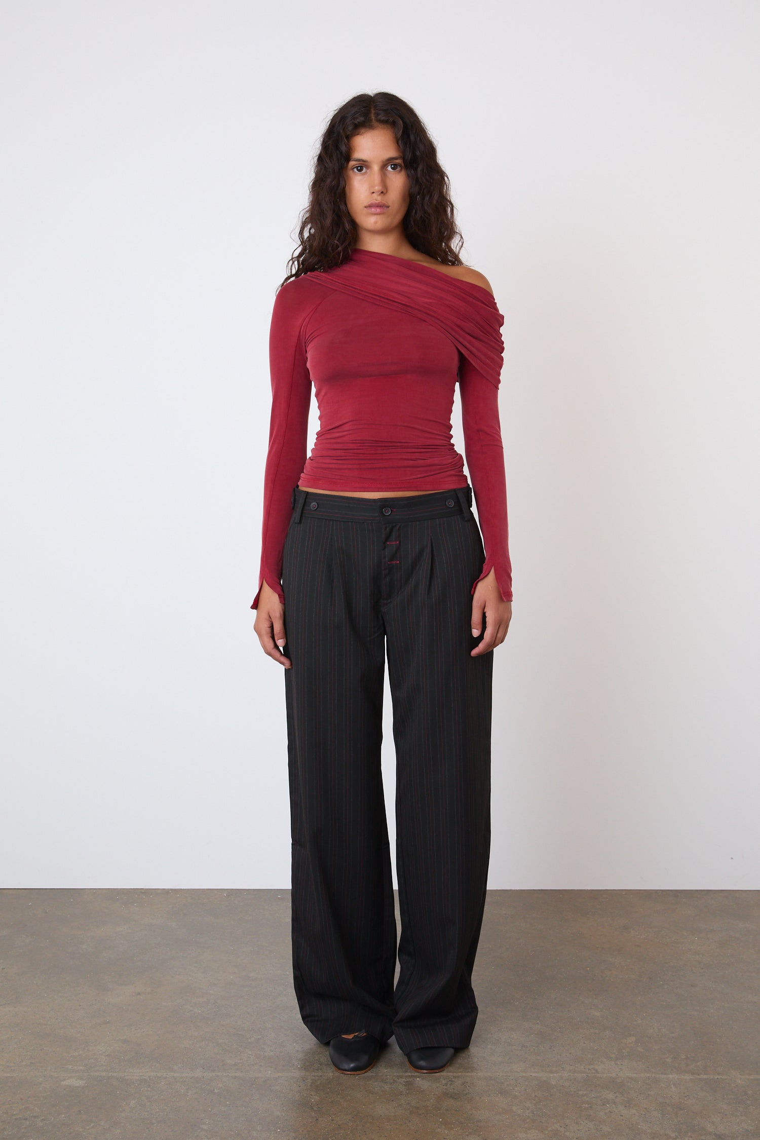 Kylie Cold Shoulder Top, Red Sandstone