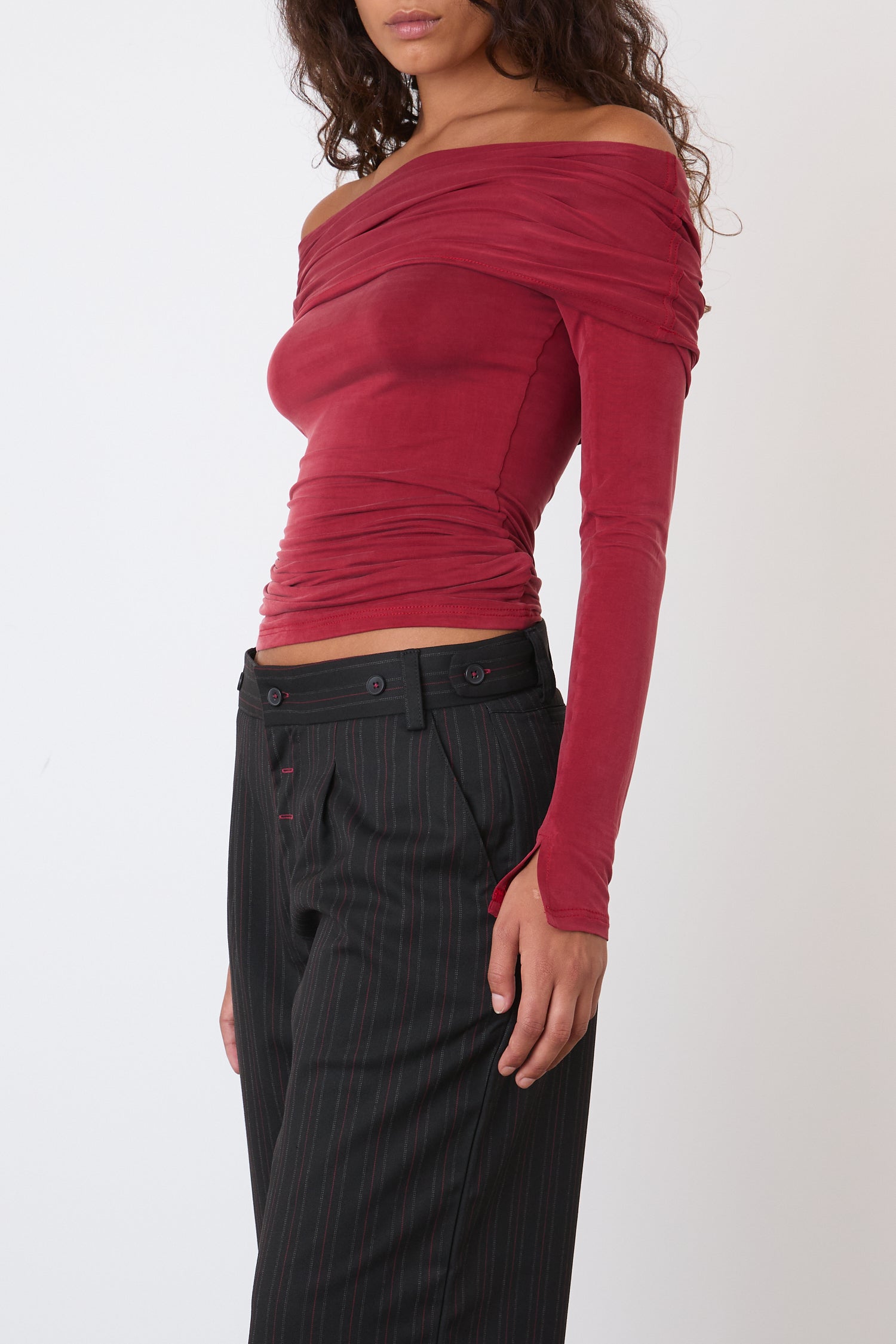 Kylie Cold Shoulder Top, Red Sandstone