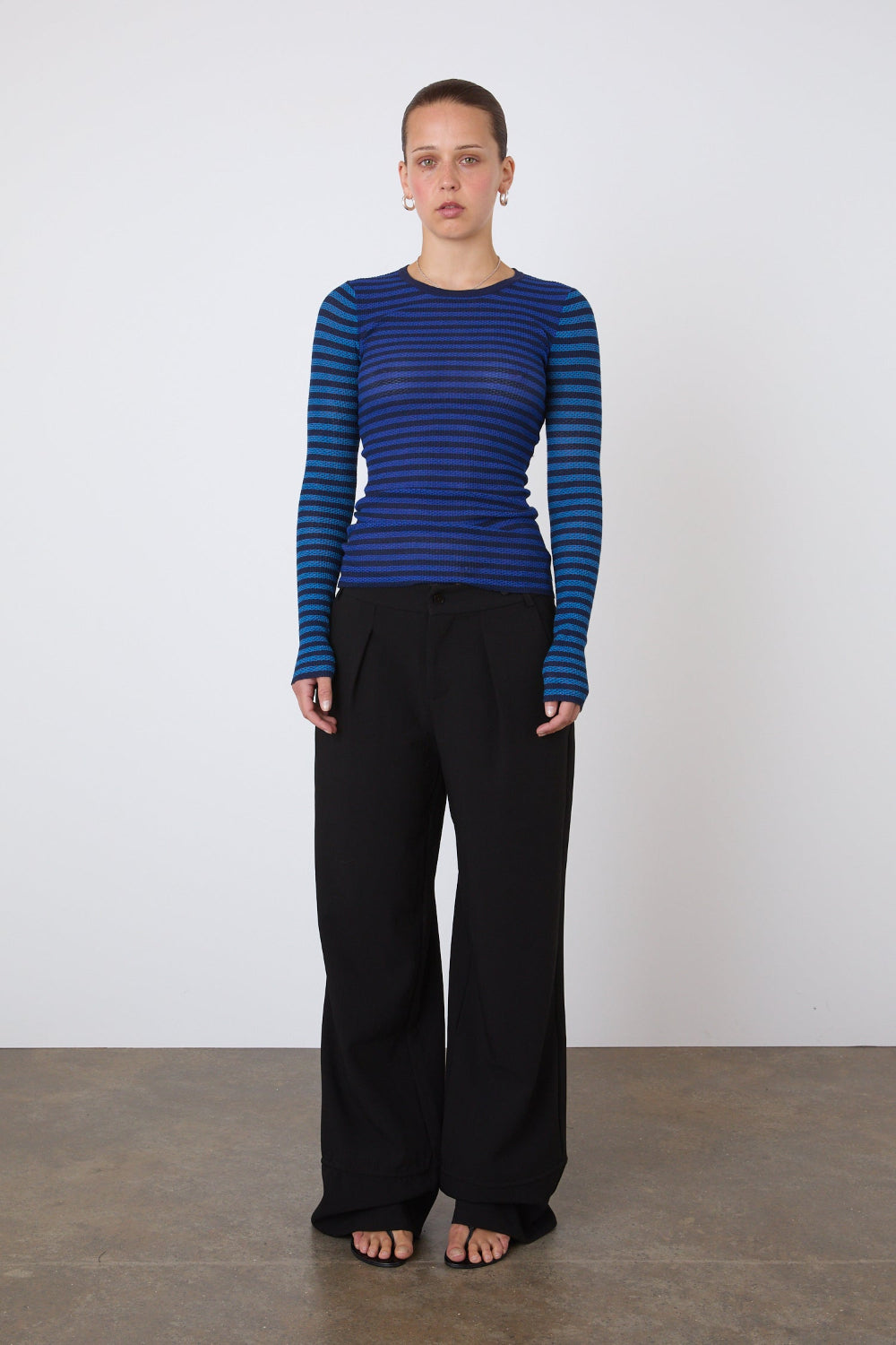 The Elise Stripe Long Sleeve Top, Navy Stripe