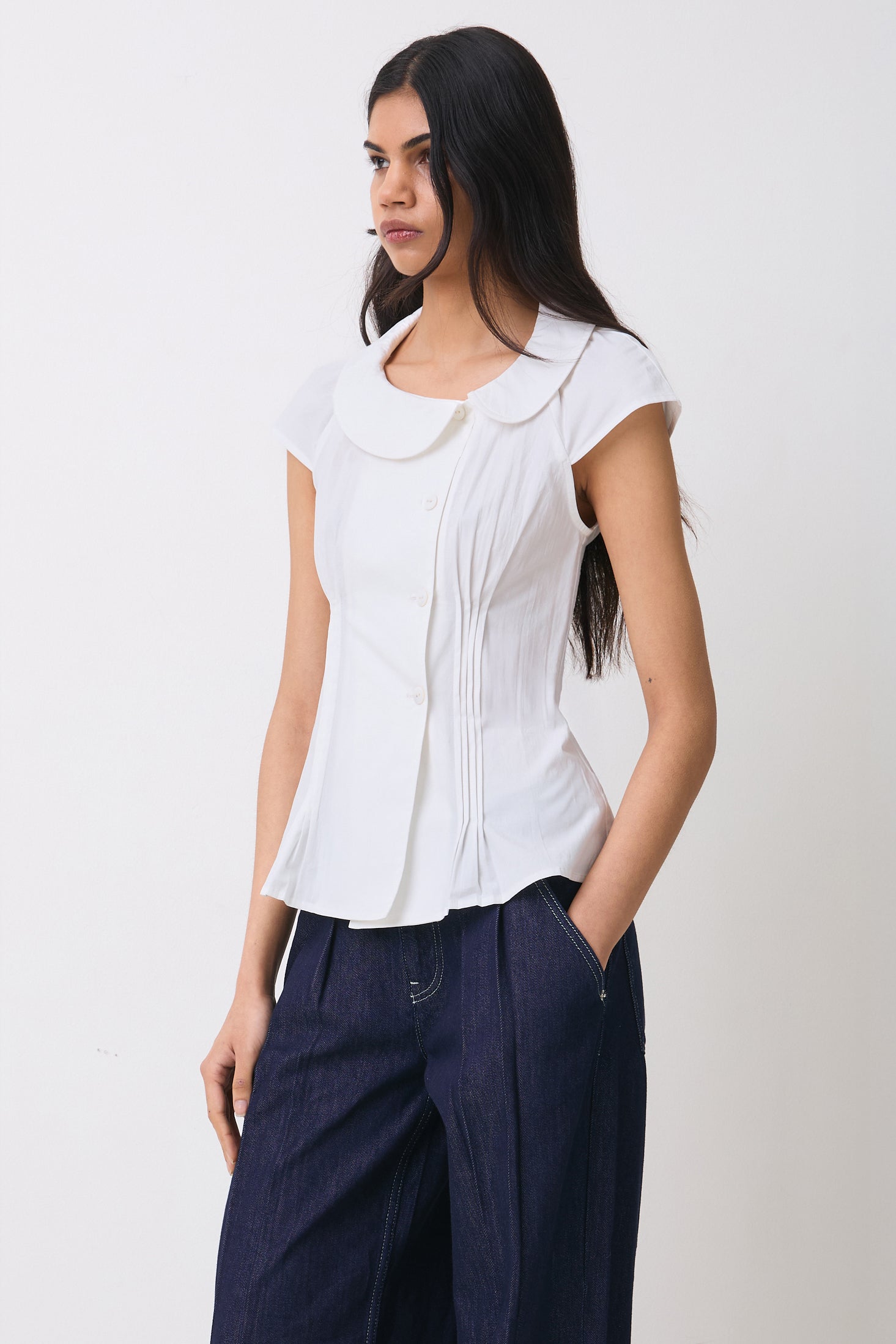 The Missy Asymmetric Blouse, Porcelain