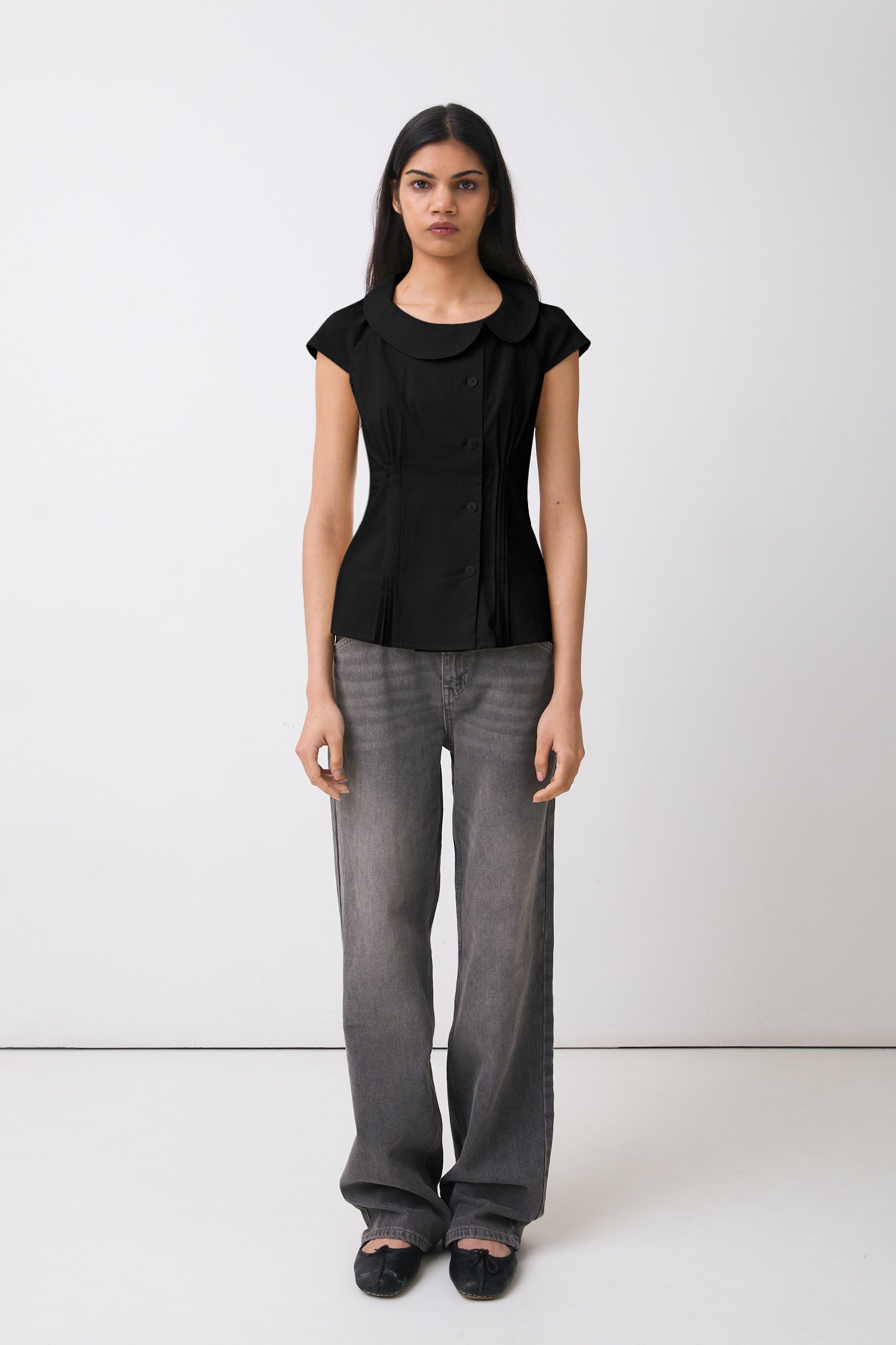 The Missy Asymmetric Blouse, Onyx