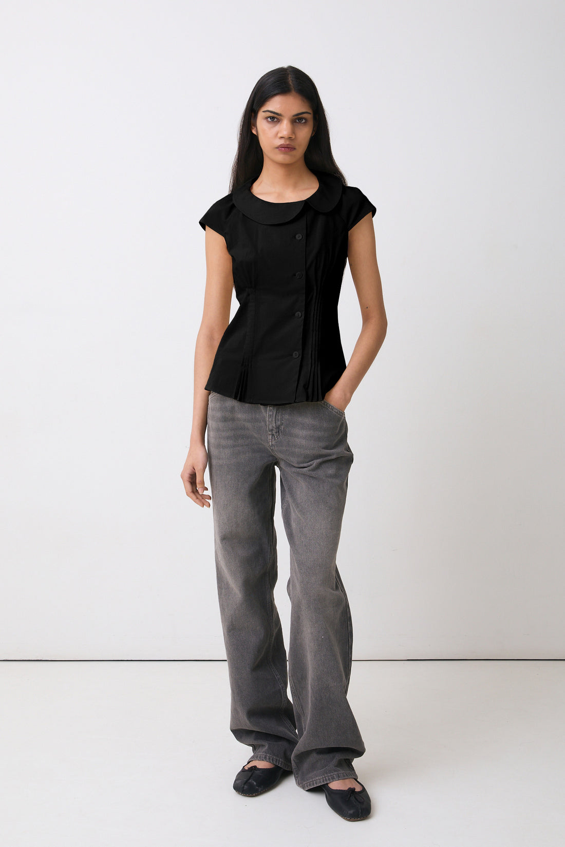 The Missy Asymmetric Blouse, Onyx