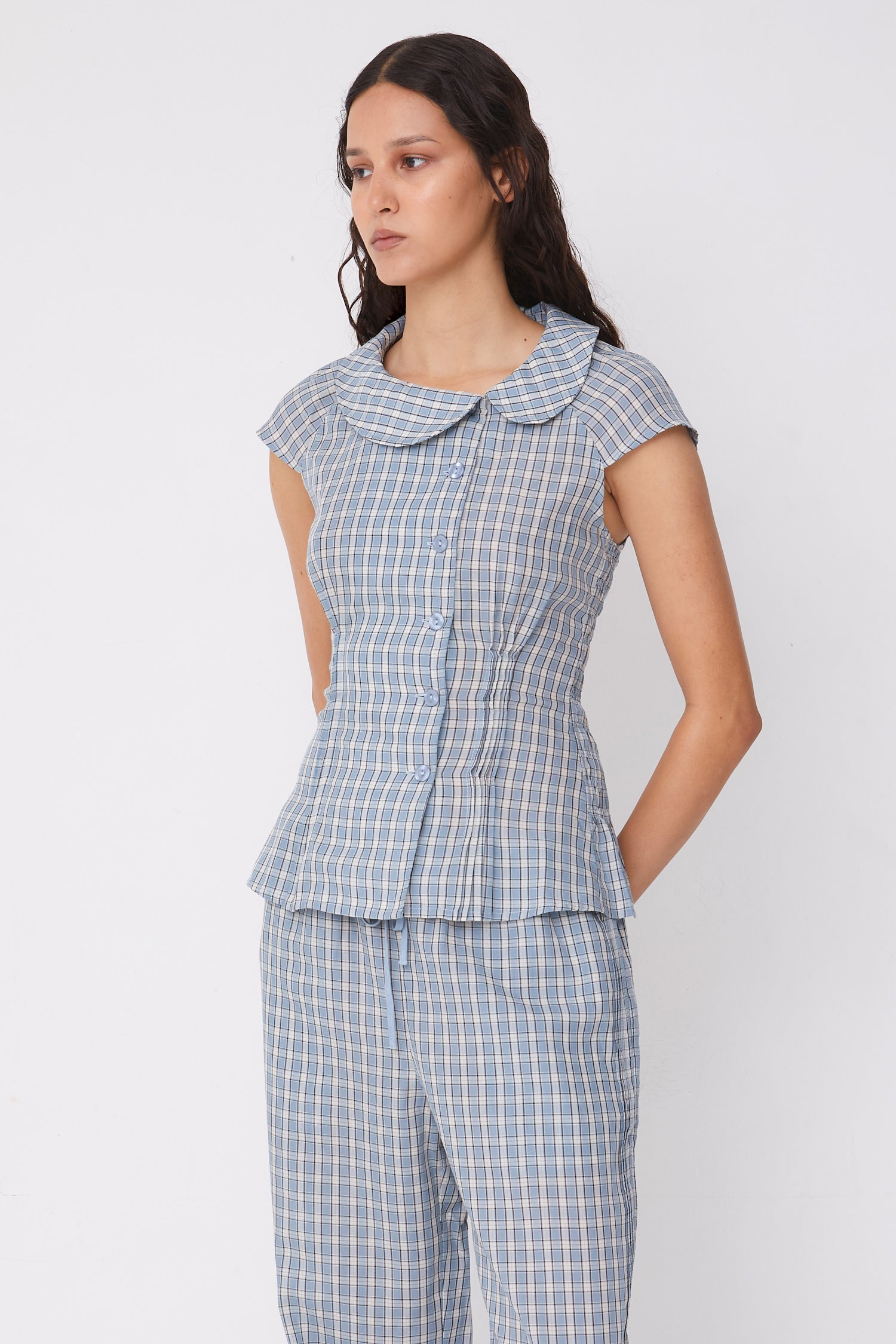 Missy Asymmetric Blouse, Check – Peachy Den