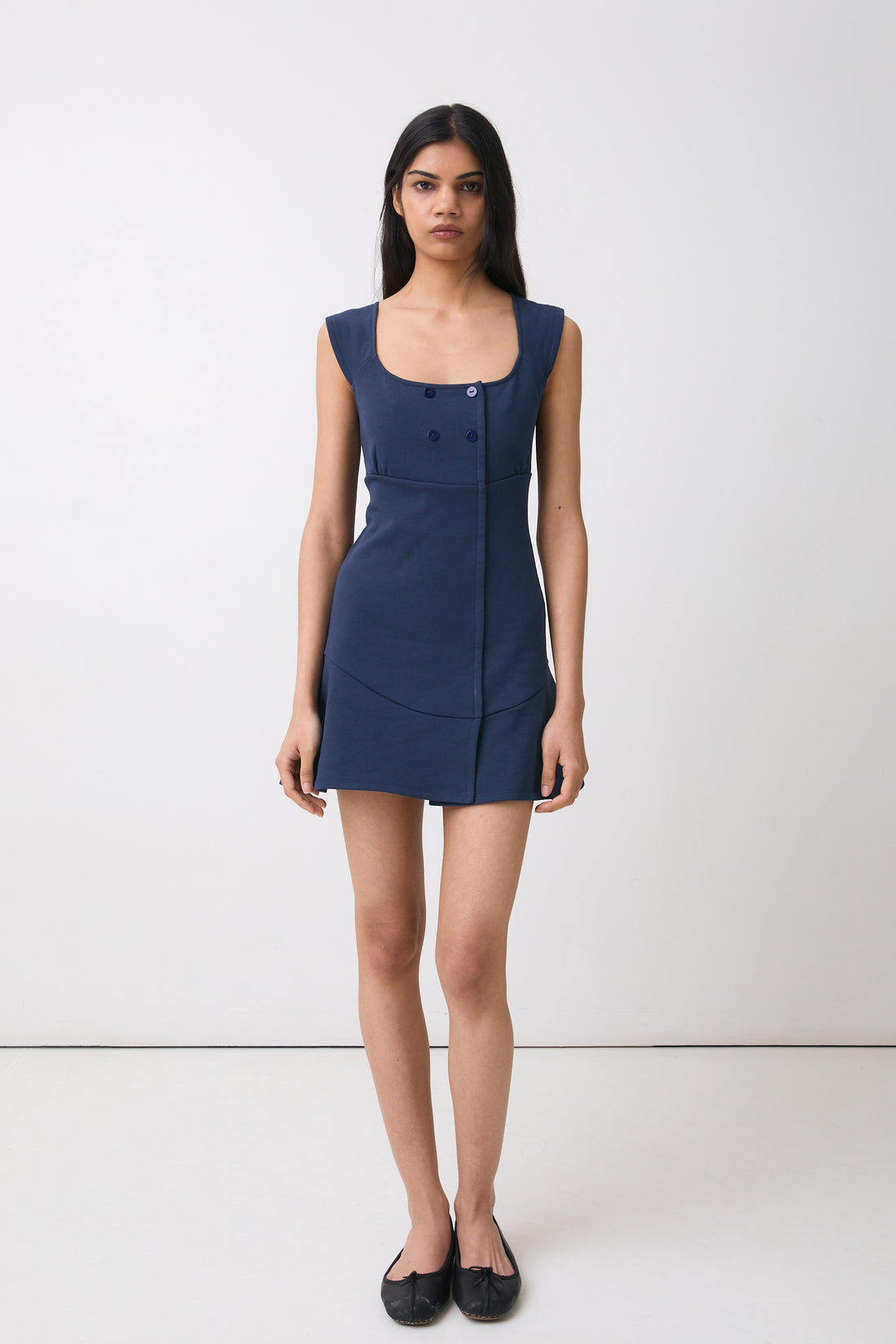 The Joni Button Dress, Navy