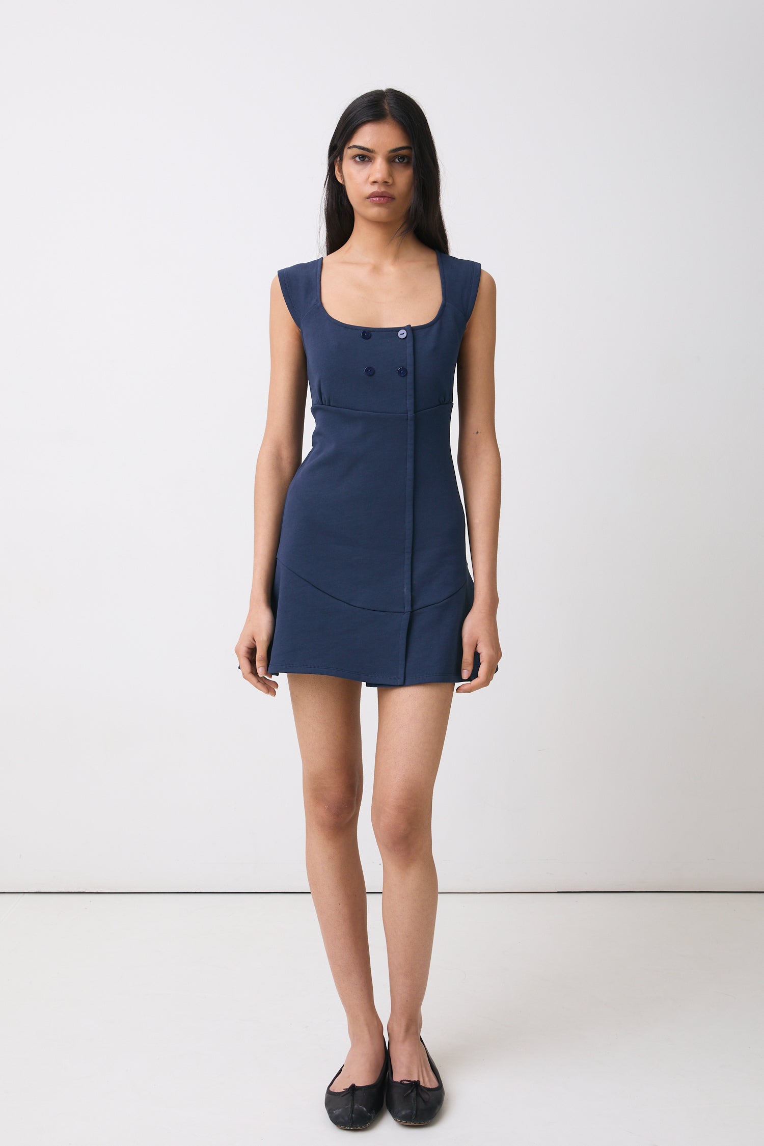 The Joni Button Dress, Navy
