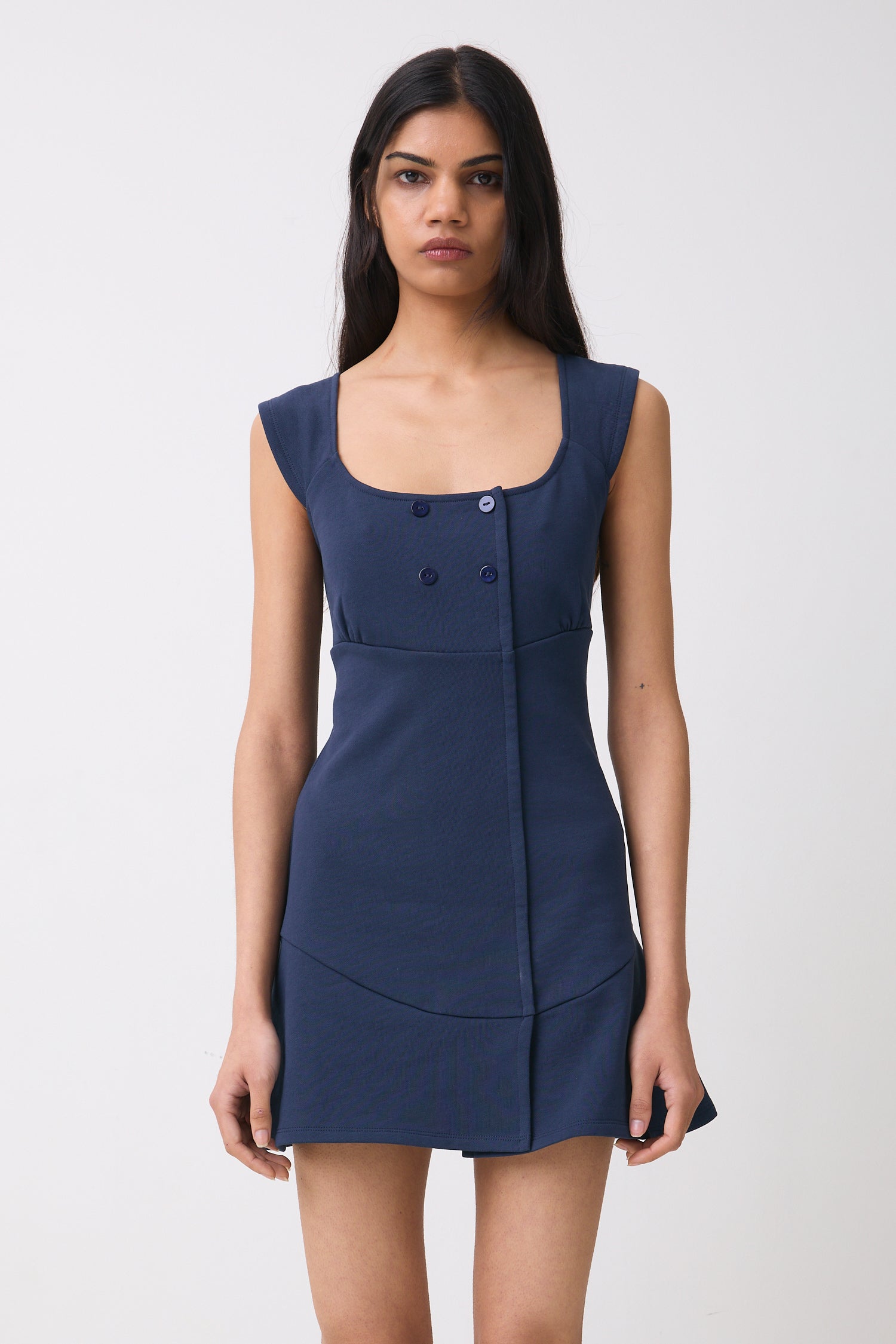 The Joni Button Dress, Navy