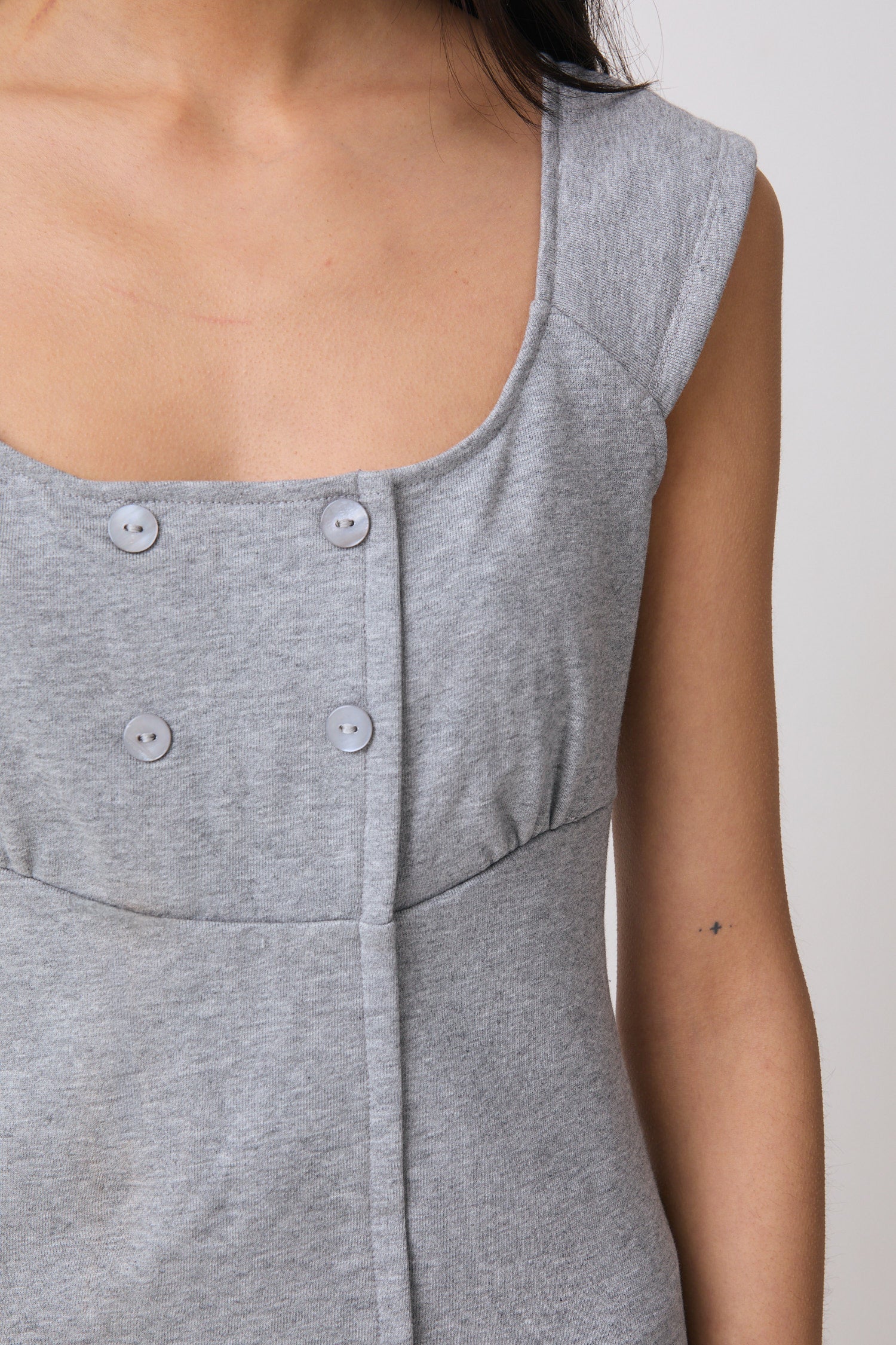 The Joni Button Dress, Grey Marl