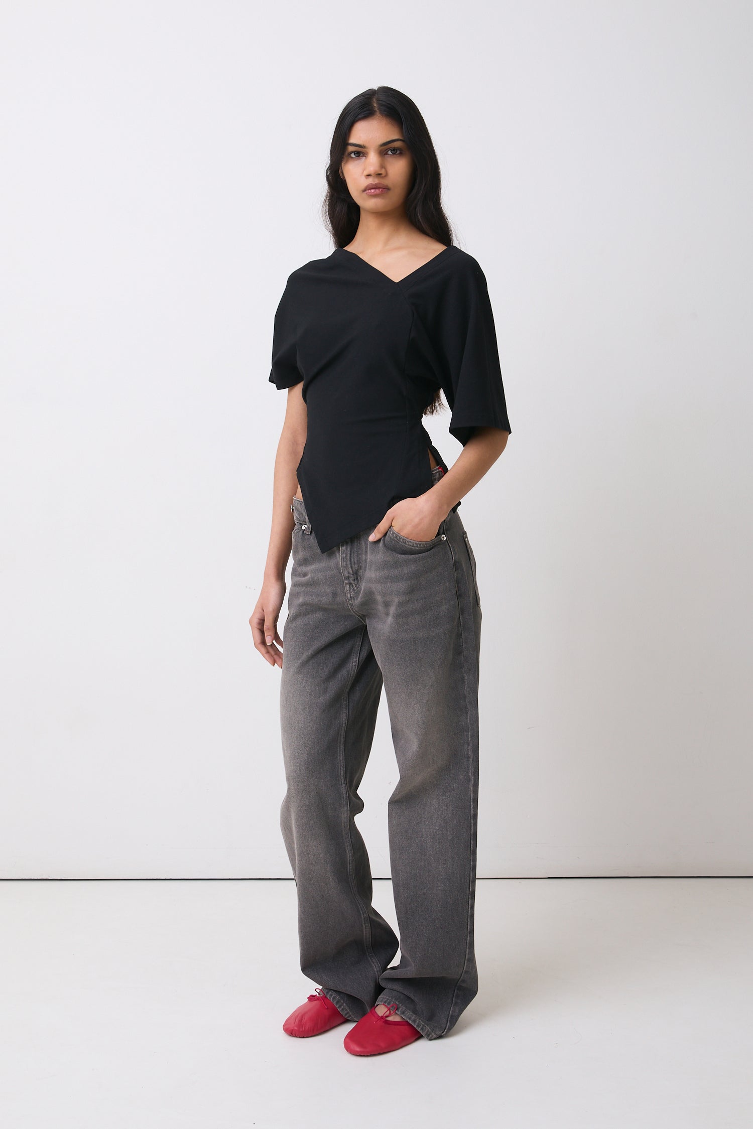 The Goldie Relaxed Leg Jeans, Grey Wash