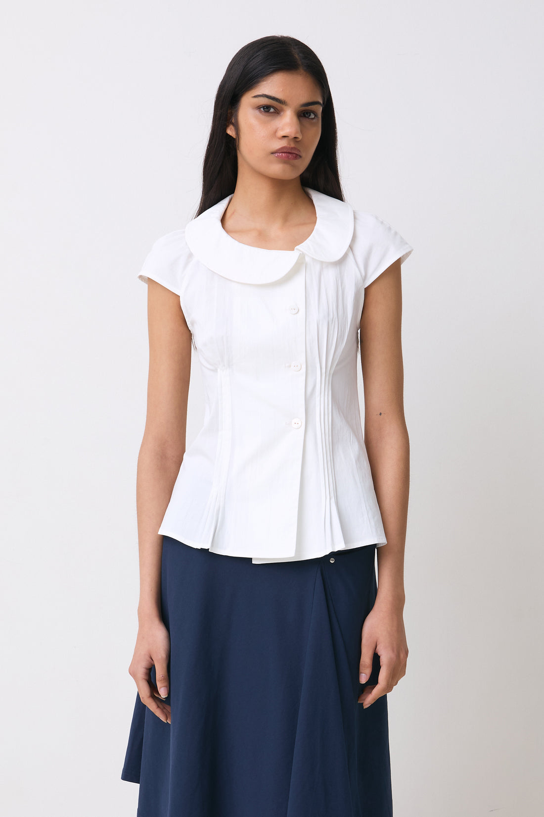 The Missy Asymmetric Blouse, Porcelain