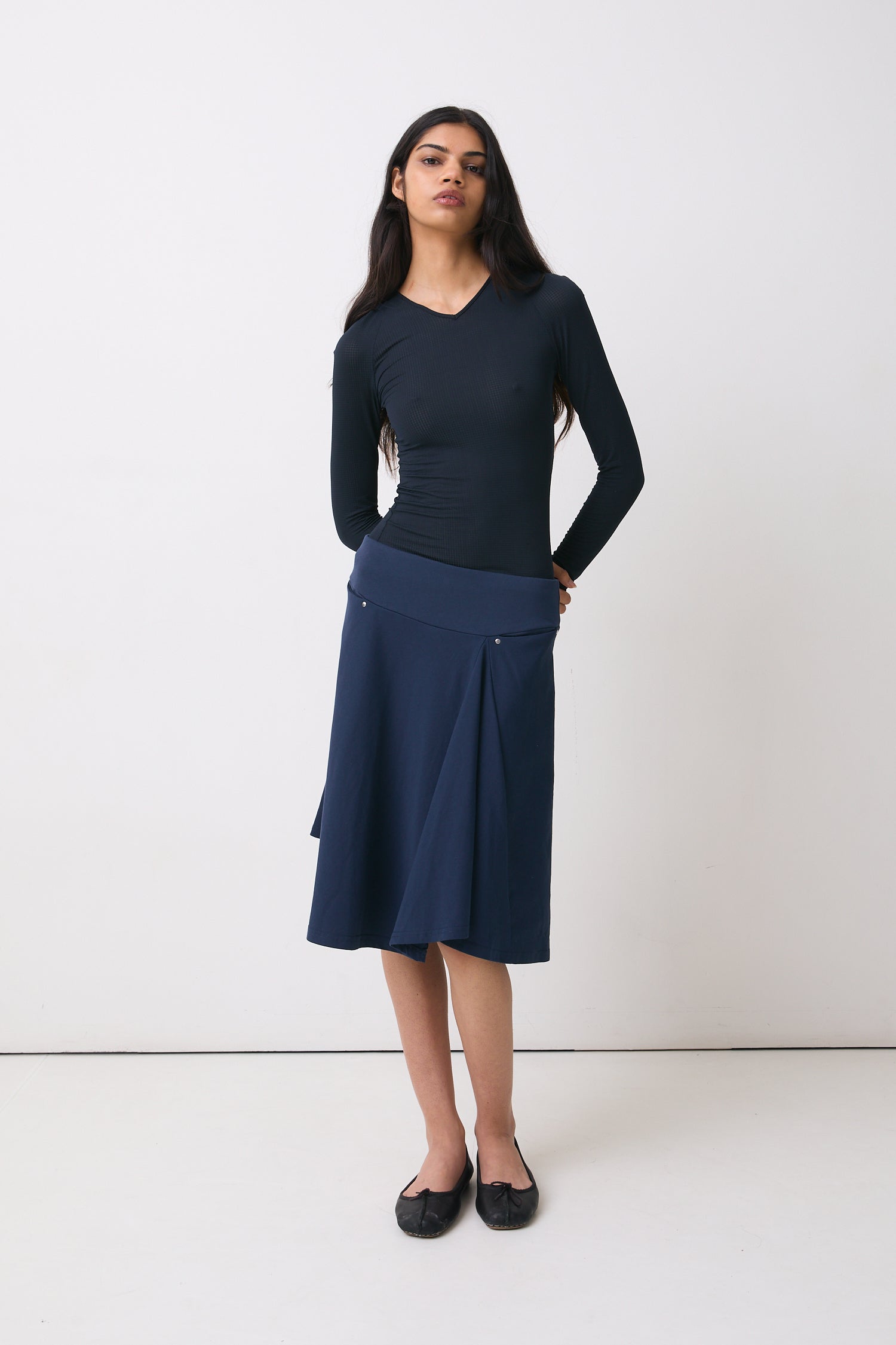 The Joni Midi Skirt, Navy
