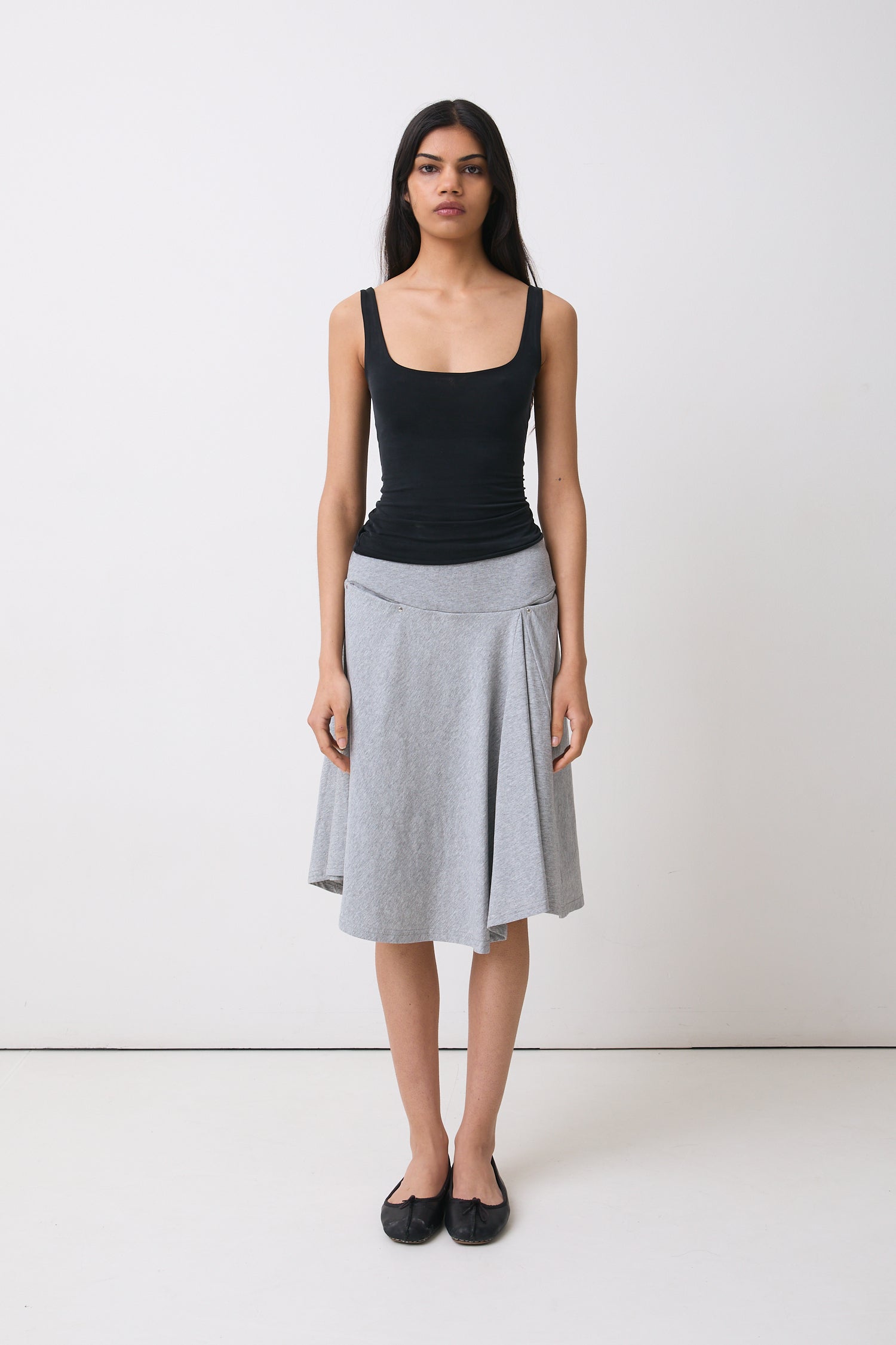 The Joni Midi Skirt, Grey Marl
