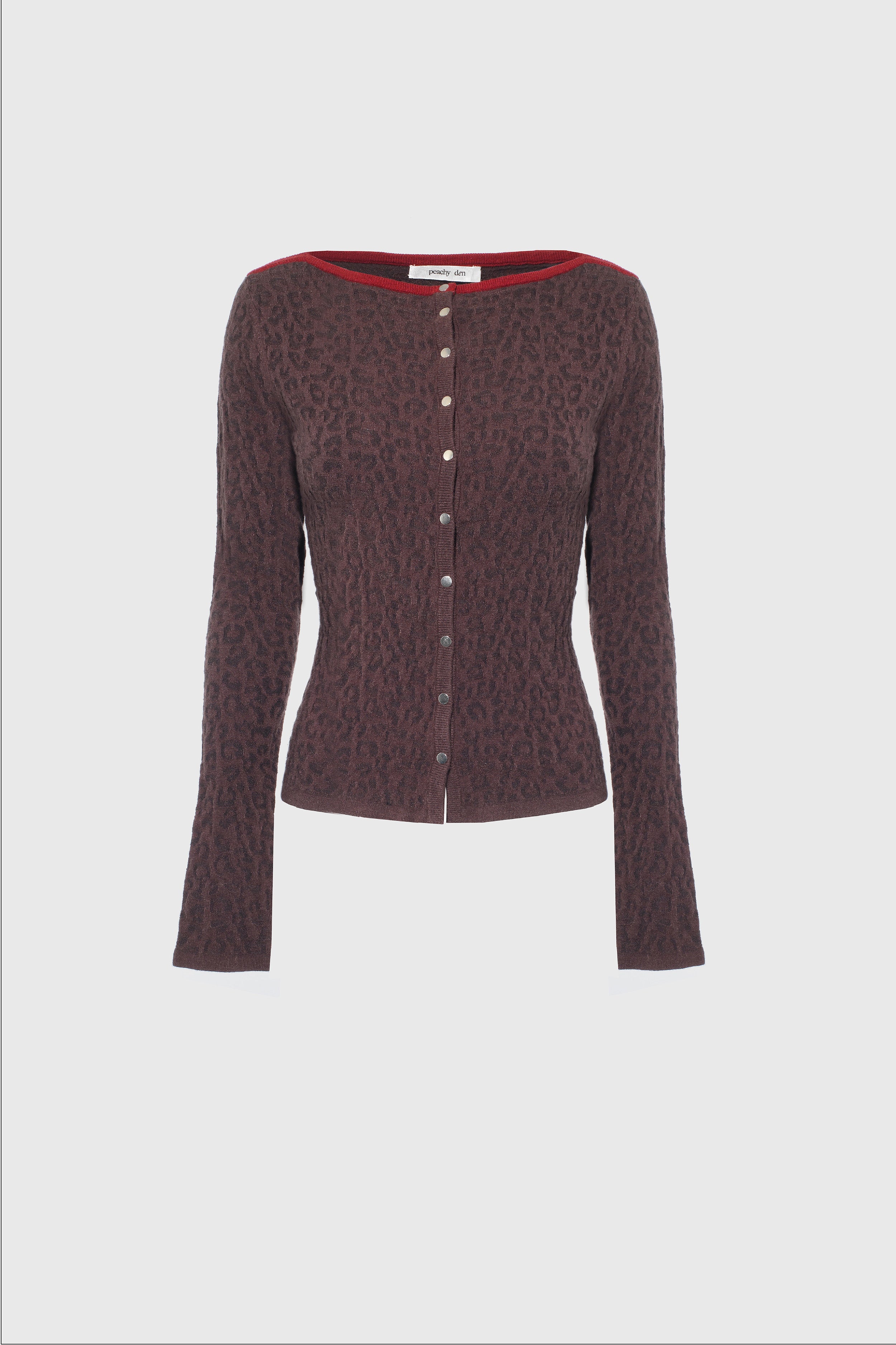 Kitt Thermal Cardigan, Brown Leopard