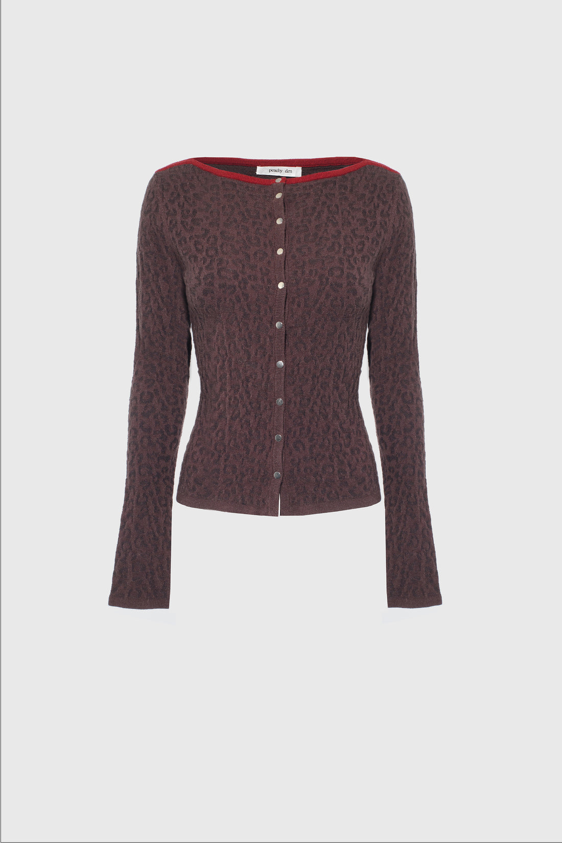 Kitt Thermal Cardigan, Brown Leopard