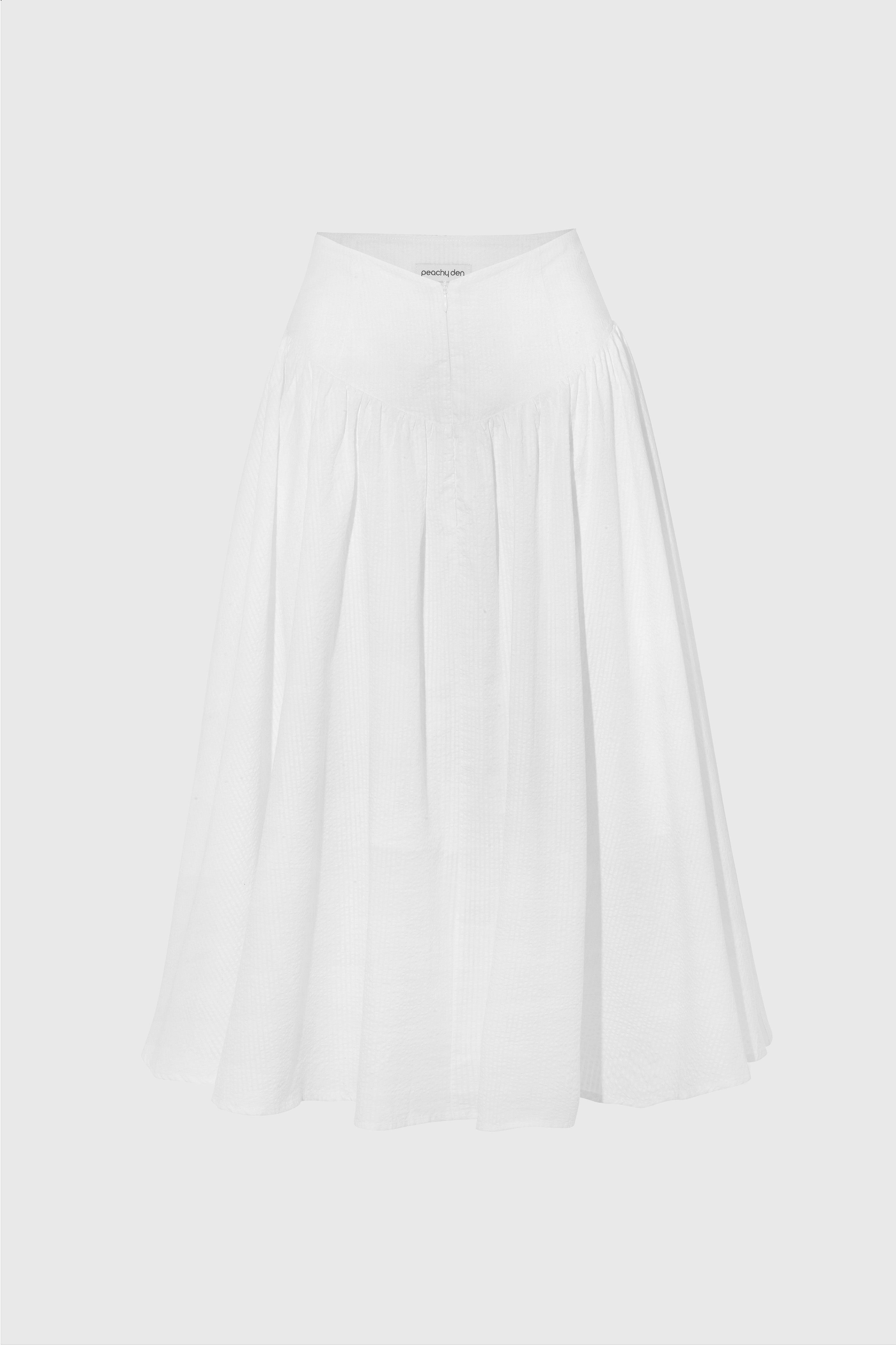 Deba Seersucker Midi Skirt, Porcelain