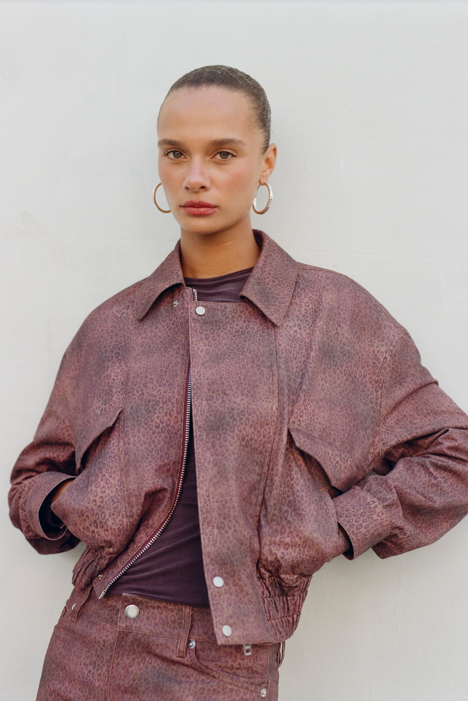 The Cicely Bomber Jacket, Red Leopard