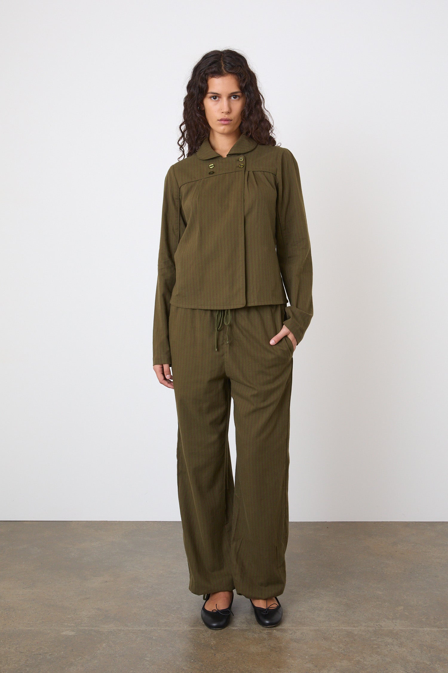 The Coppola Lounge Trousers, Olive and Fig Stripe