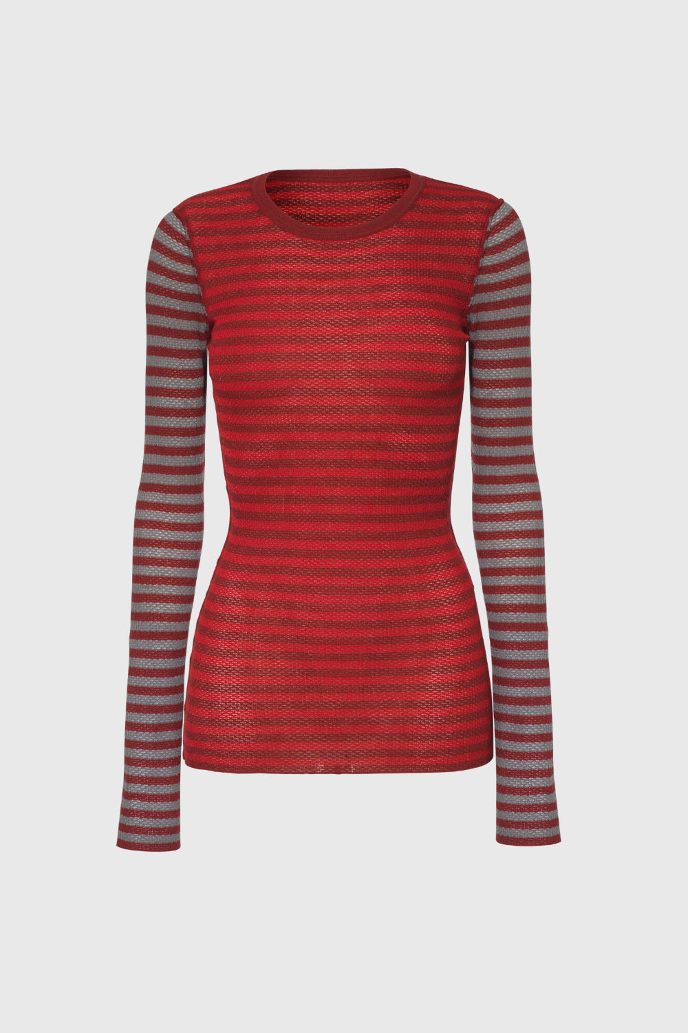 Elise Stripe Long Sleeve Top, Burgundy Stripe