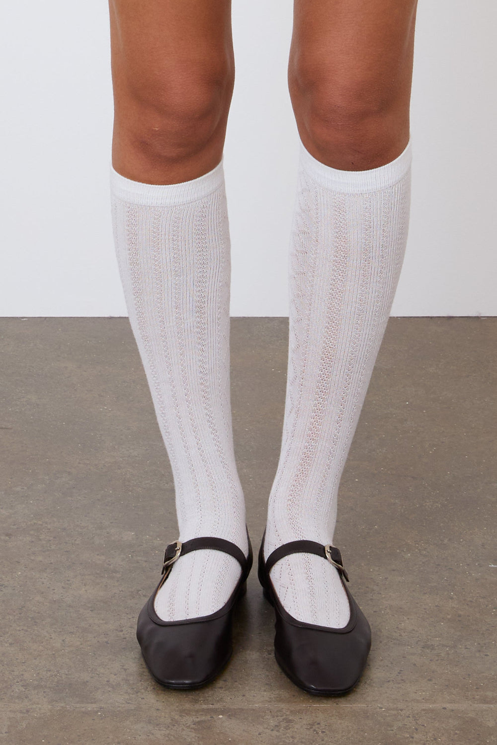 The Clover Knee High Socks, Porcelain
