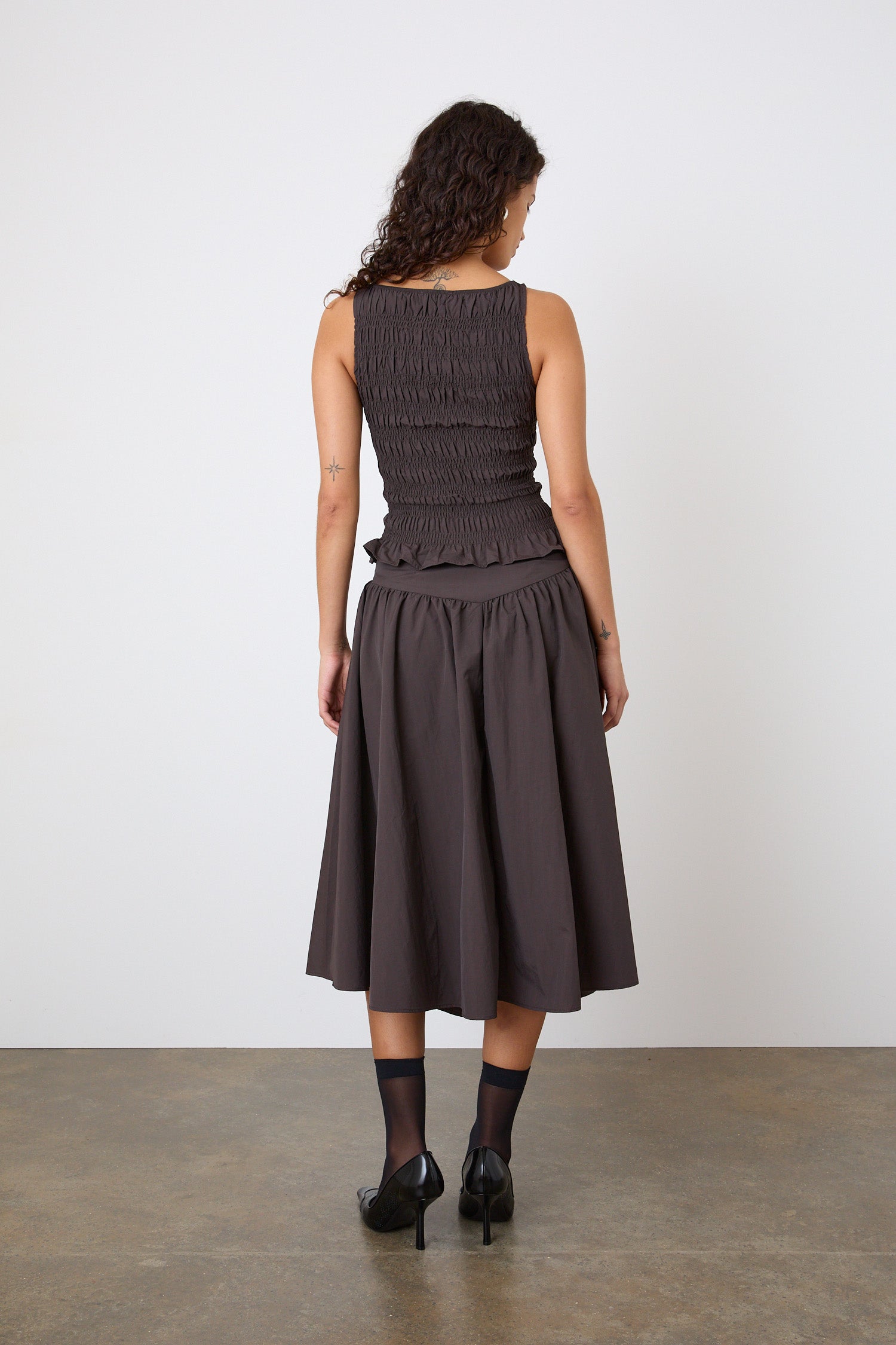 The Deba Midi Skirt, Chestnut | Liberty London Exclusive – Peachy Den