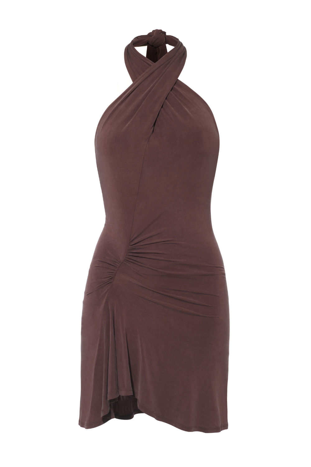 The Kylie Halter Knot Dress, Mahogany