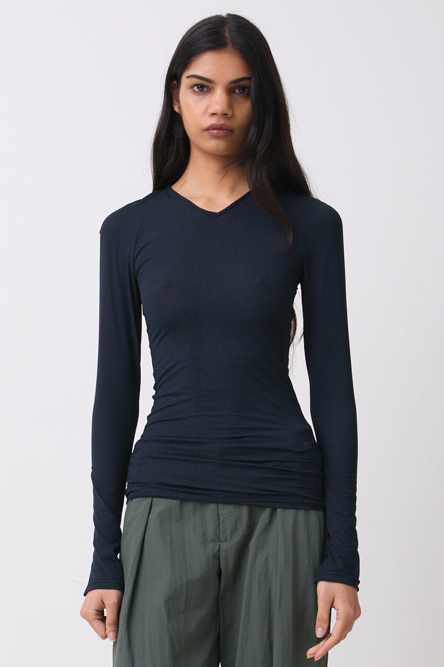 The Neo Long Sleeve Top, Black Grid