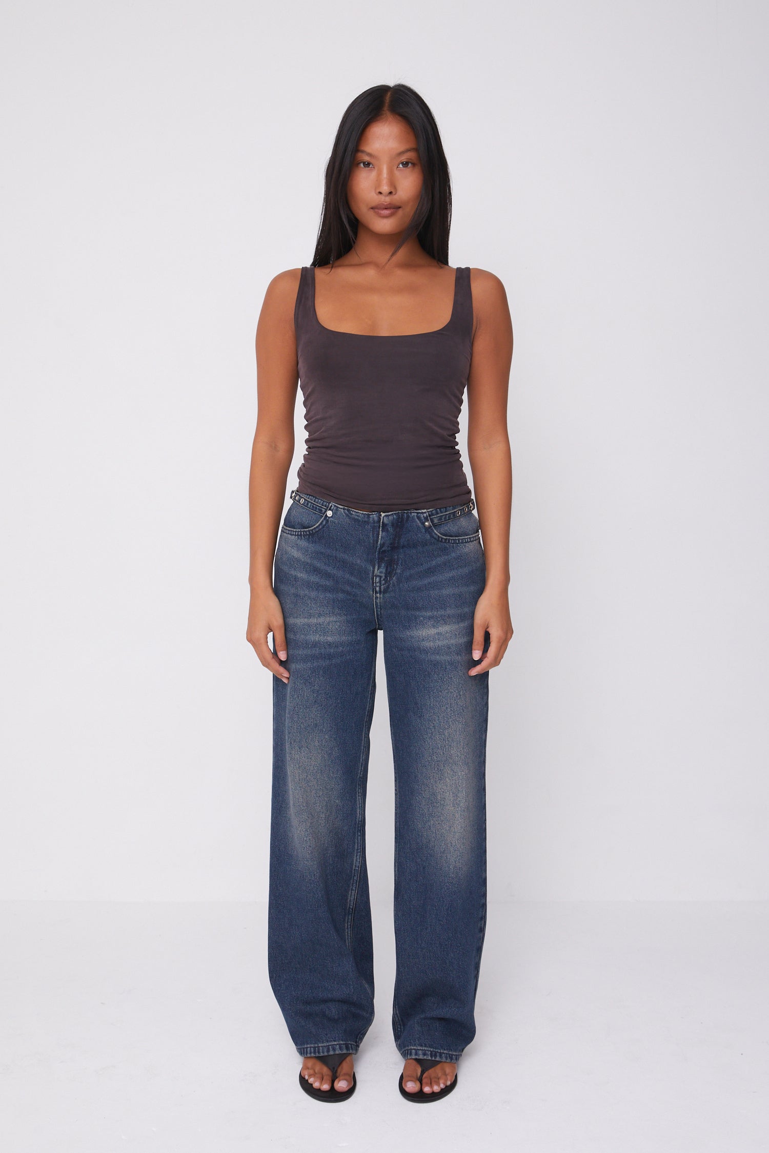 Stevie Low Rise Jeans, Dark Fade