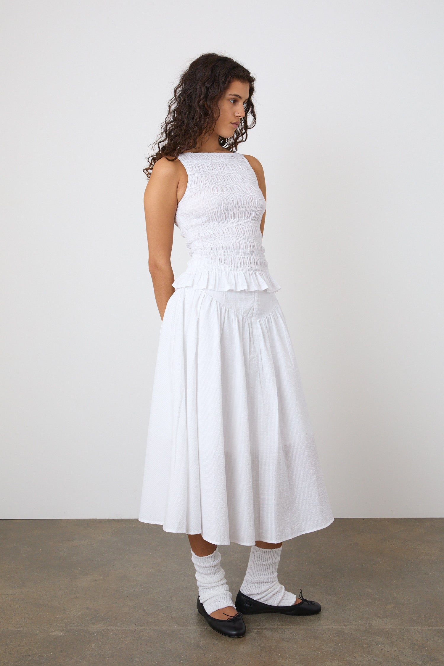 The Deba Seersucker Top, Porcelain