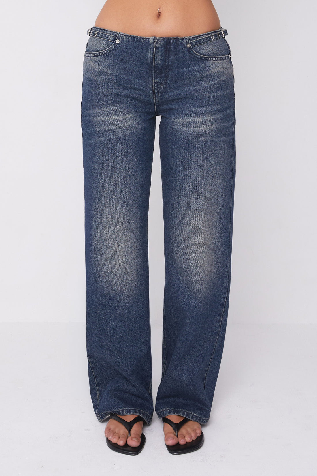 Stevie Low Rise Jeans, Dark Fade