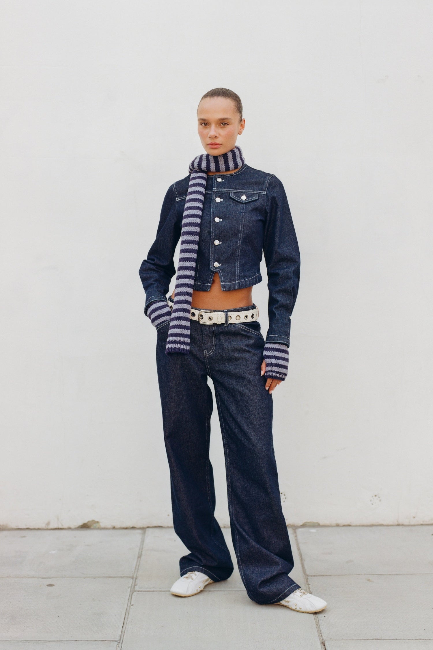 The Goldie Fitted Denim Jacket, Indigo Rinse