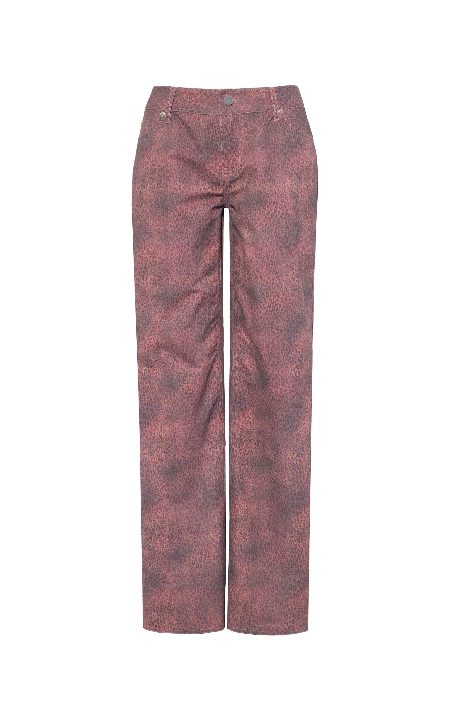 The Cicely Straight Trousers, Red Leopard