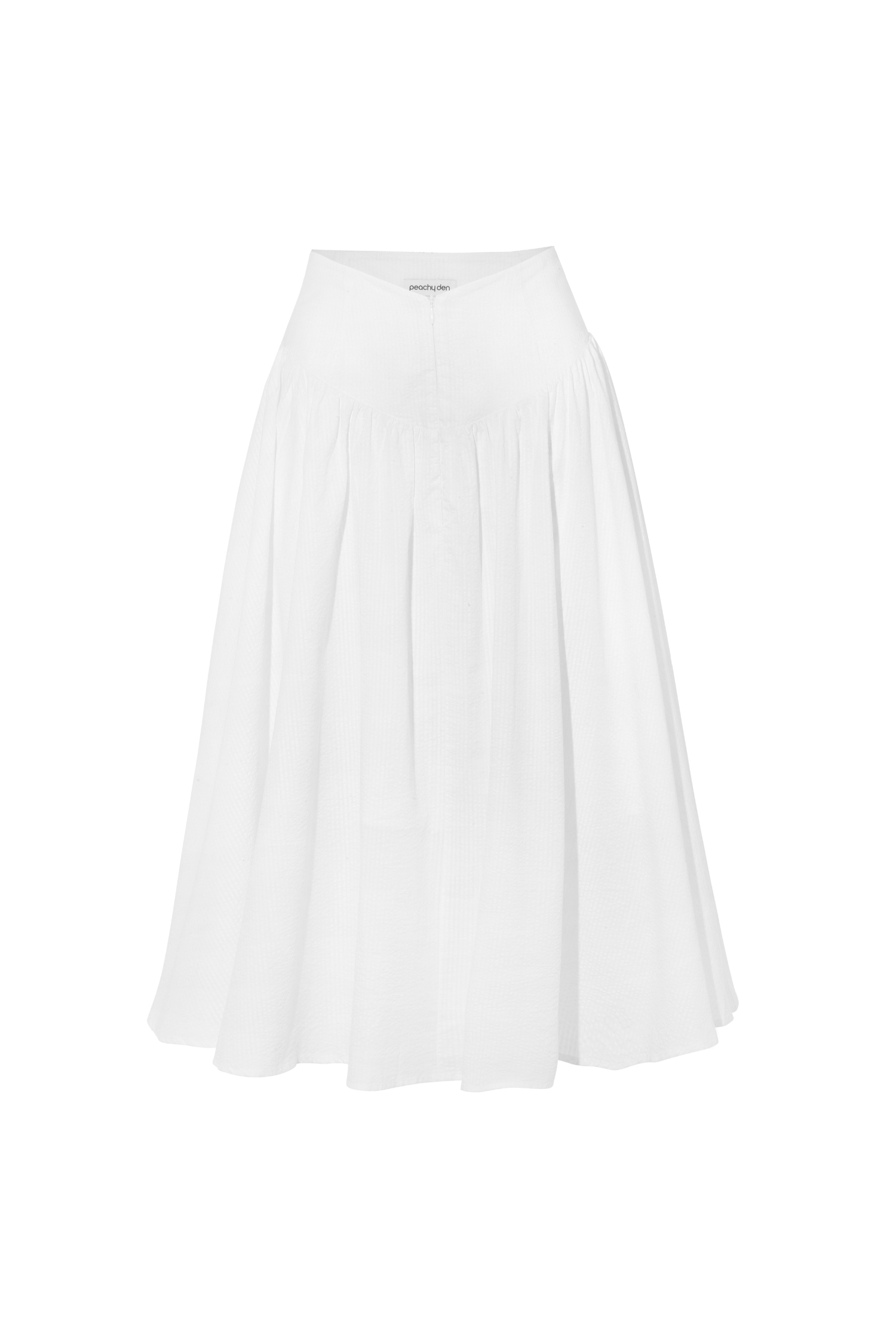 The Deba Seersucker Midi Skirt, Porcelain