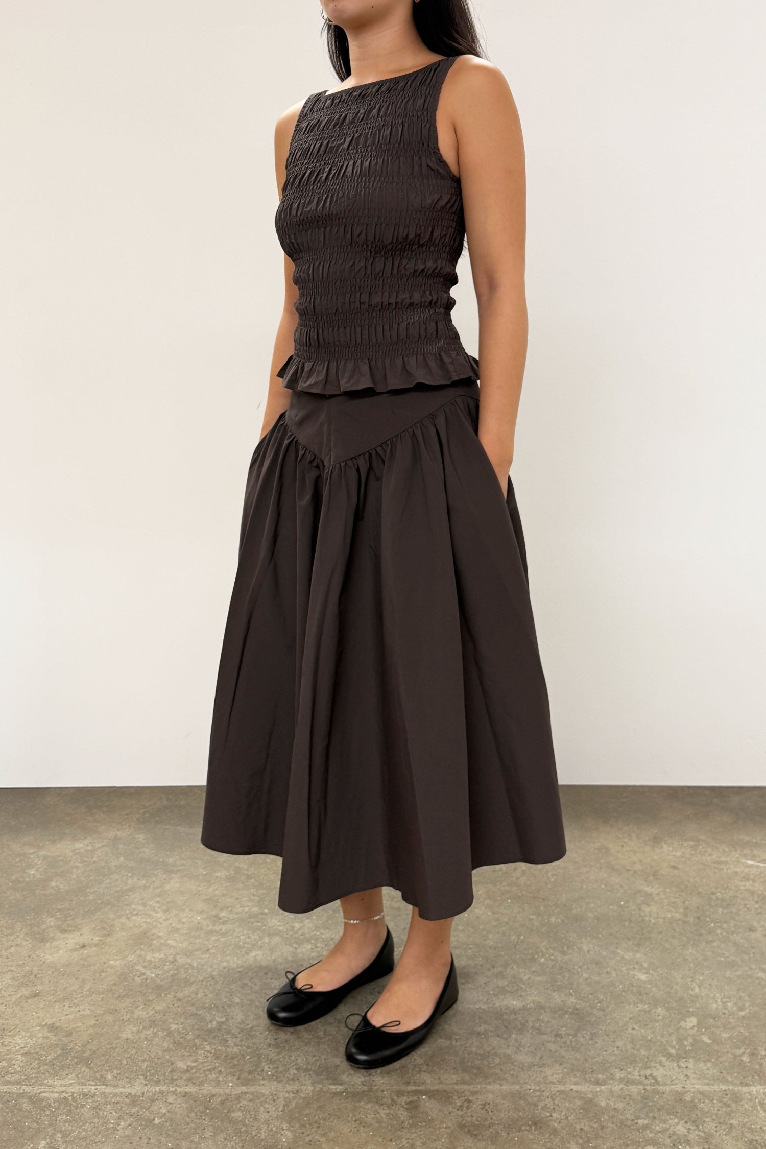 The Deba Midi Skirt, Chestnut