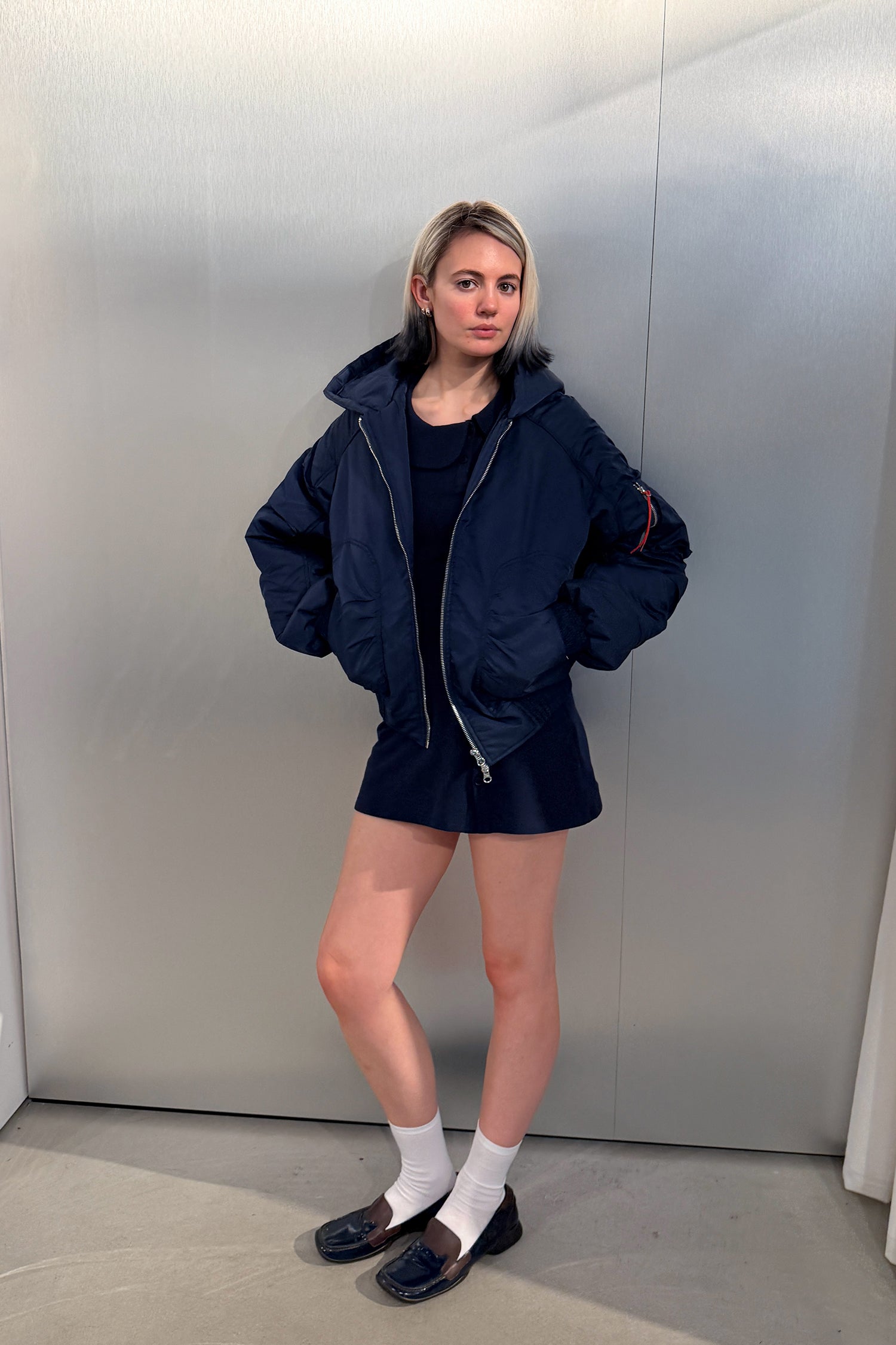Penny Spring Bomber Jacket, Navy