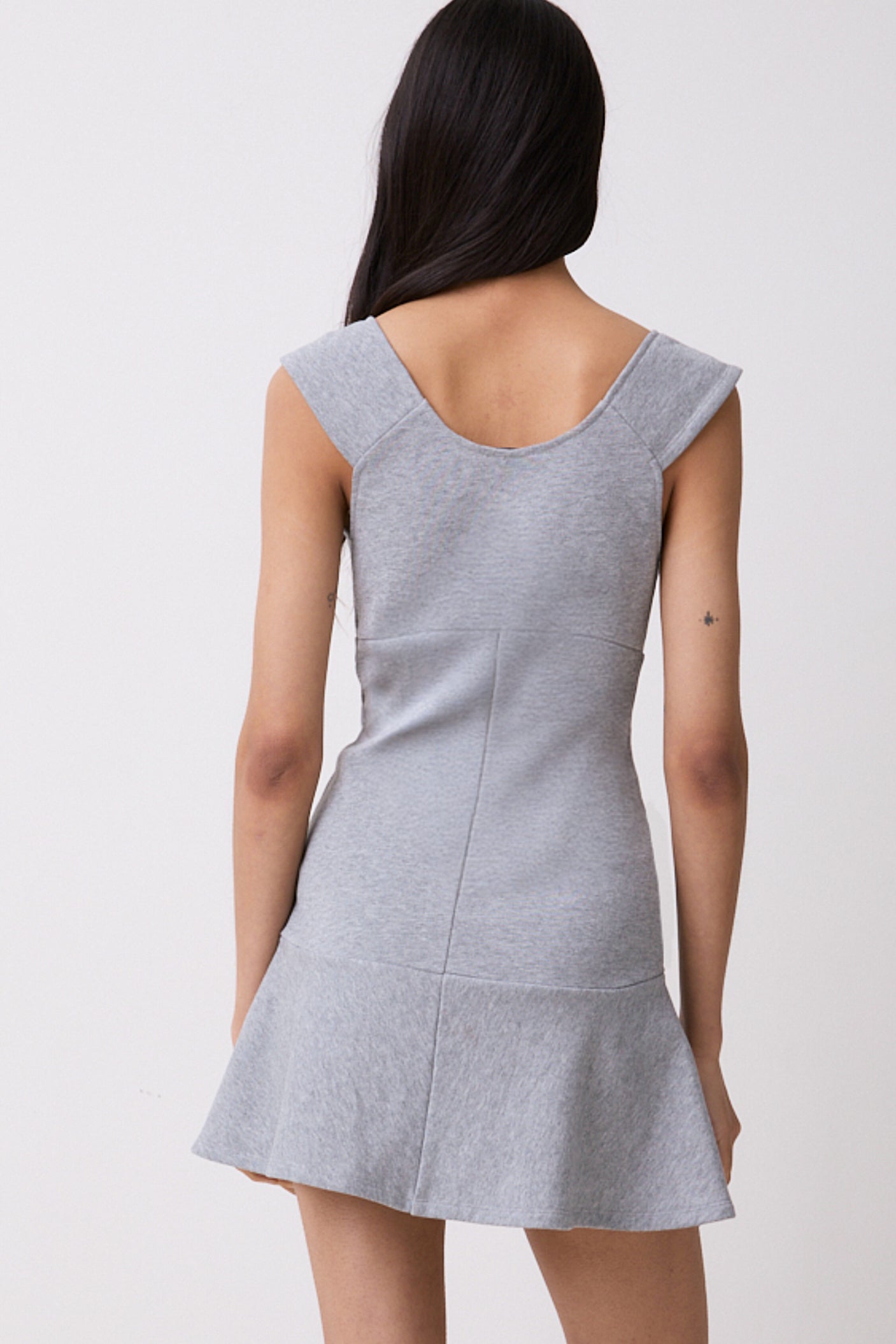 The Joni Button Dress, Grey Marl