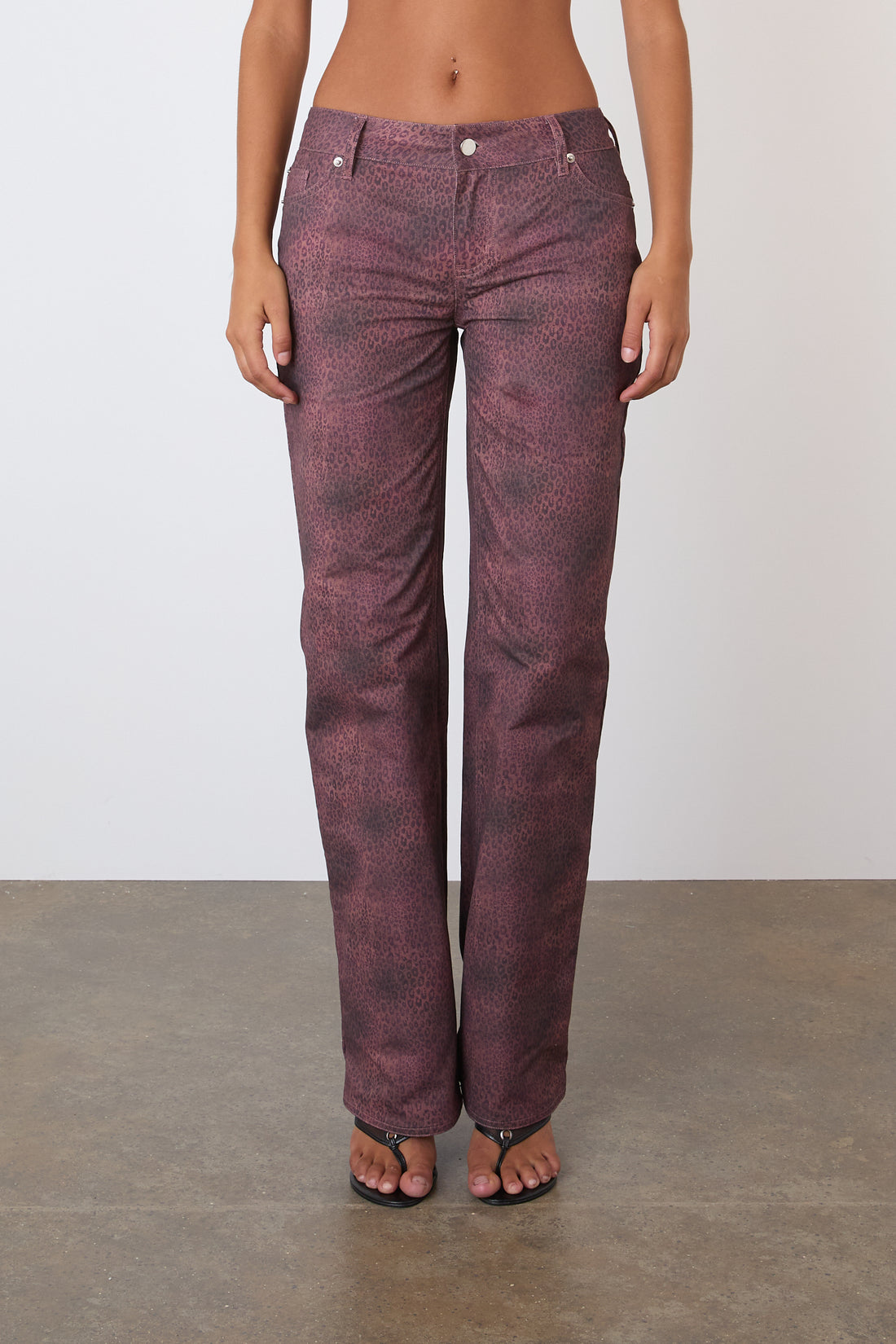 The Cicely Straight Trousers, Red Leopard
